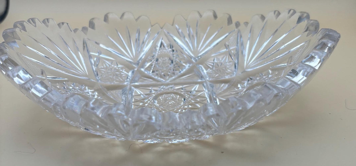 Antique American Brilliant Sawtooth Glass Candy Dish Crystal Glass Trinket Glass Nut Container Lover Antiques and Vintage