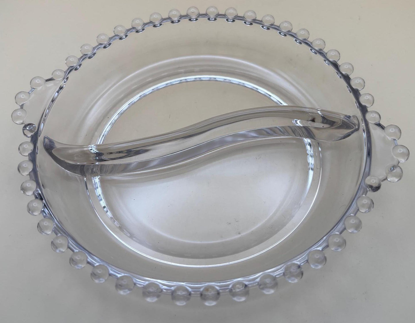Antique Candlewick Beaded Divided 2 Part Relish Glass Bowl Divided Glass Dish Lover Antiques and Vintage