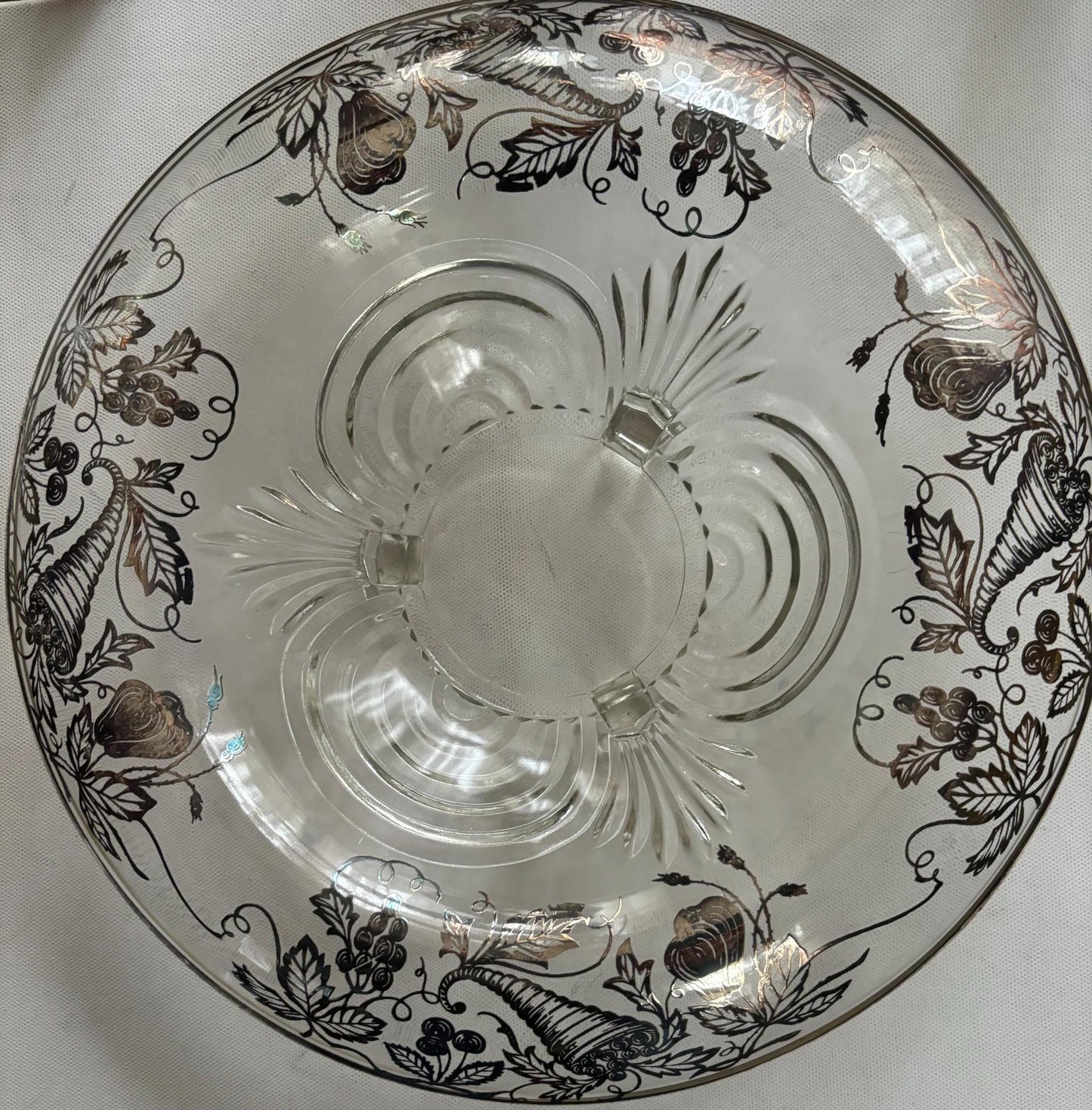 Vintage Silver on Crystal Large Serving Plate Platter Three Footed By Silver City Lover Antiques and Vintage