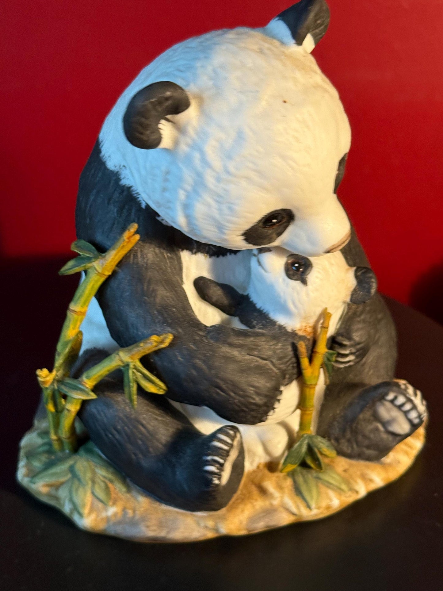 Vintage Homco Masterpiece Porcelain Panda Bear Mother and Cub Figurine Collectible