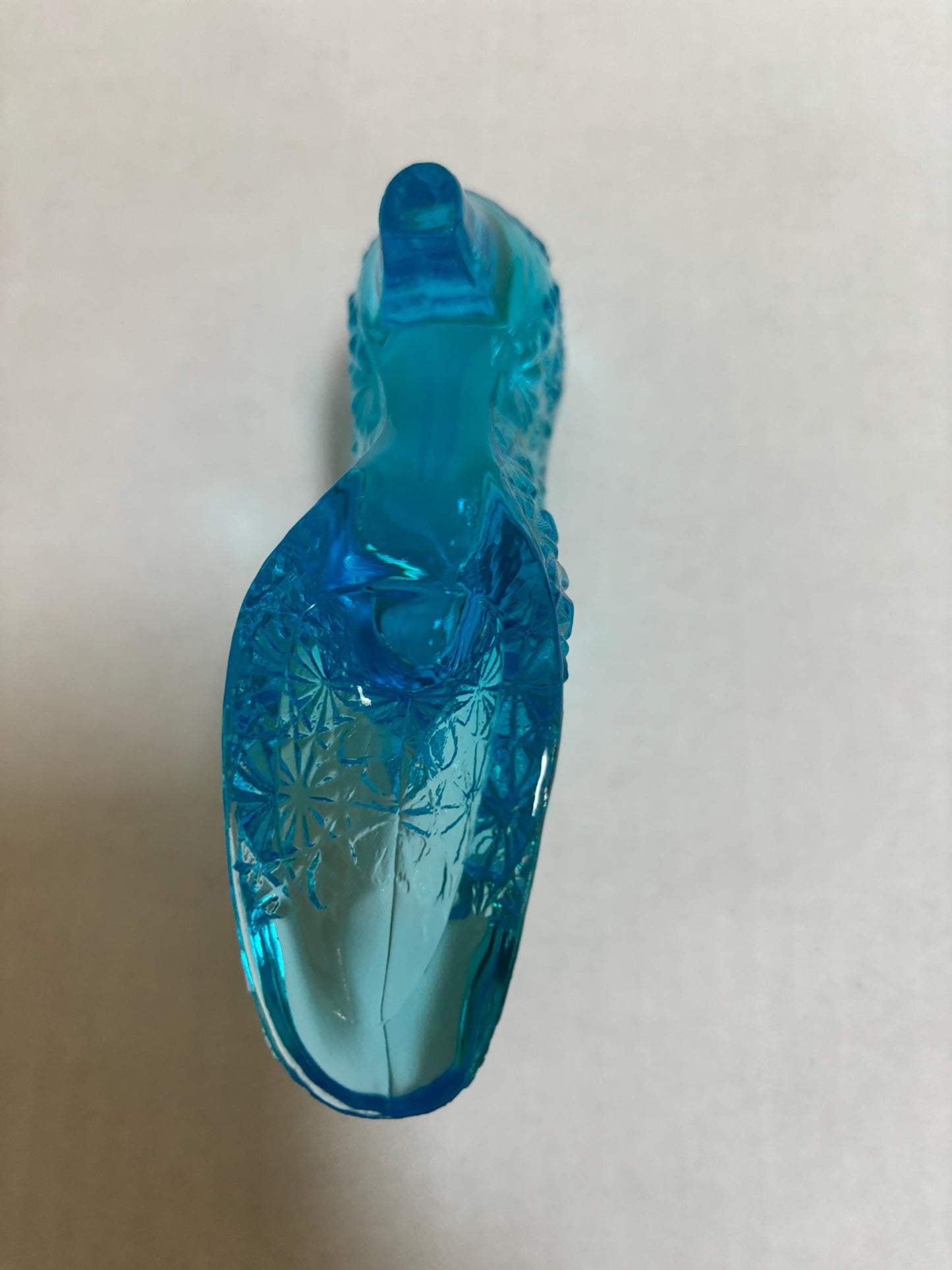 Vintage Fenton Blue Cat Shoe Daisy & Button Turquoise Glass Slipper, Lover Antiques and Vintage