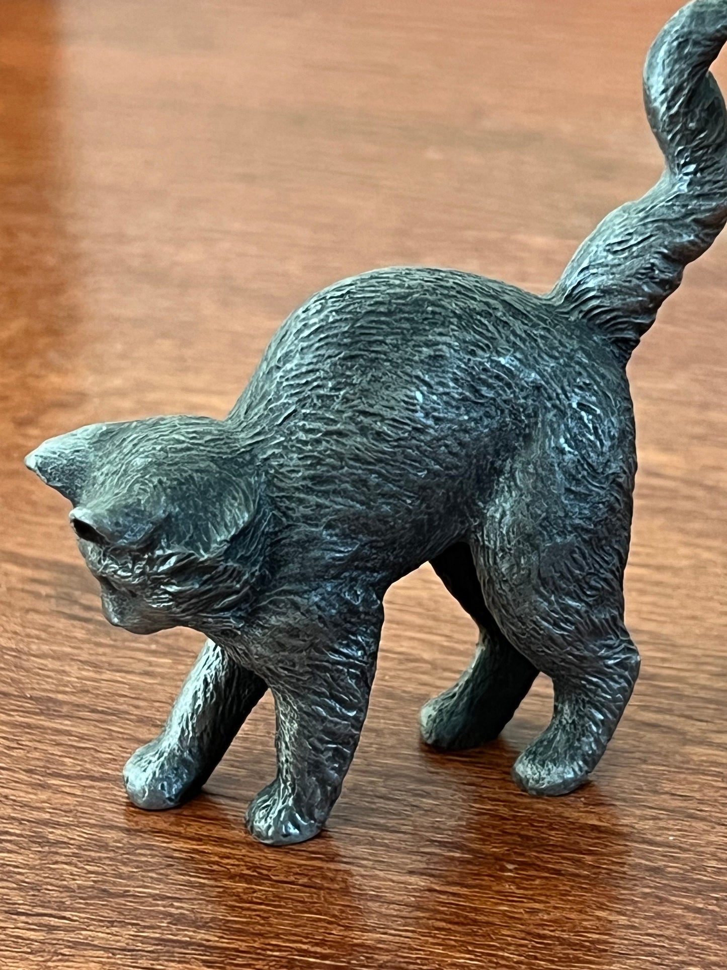 Vintage Pewter Cat Franklin Mint Figurine, House of Faberge Cat, Gray Cat Statue, Lover Antiques and Vintage