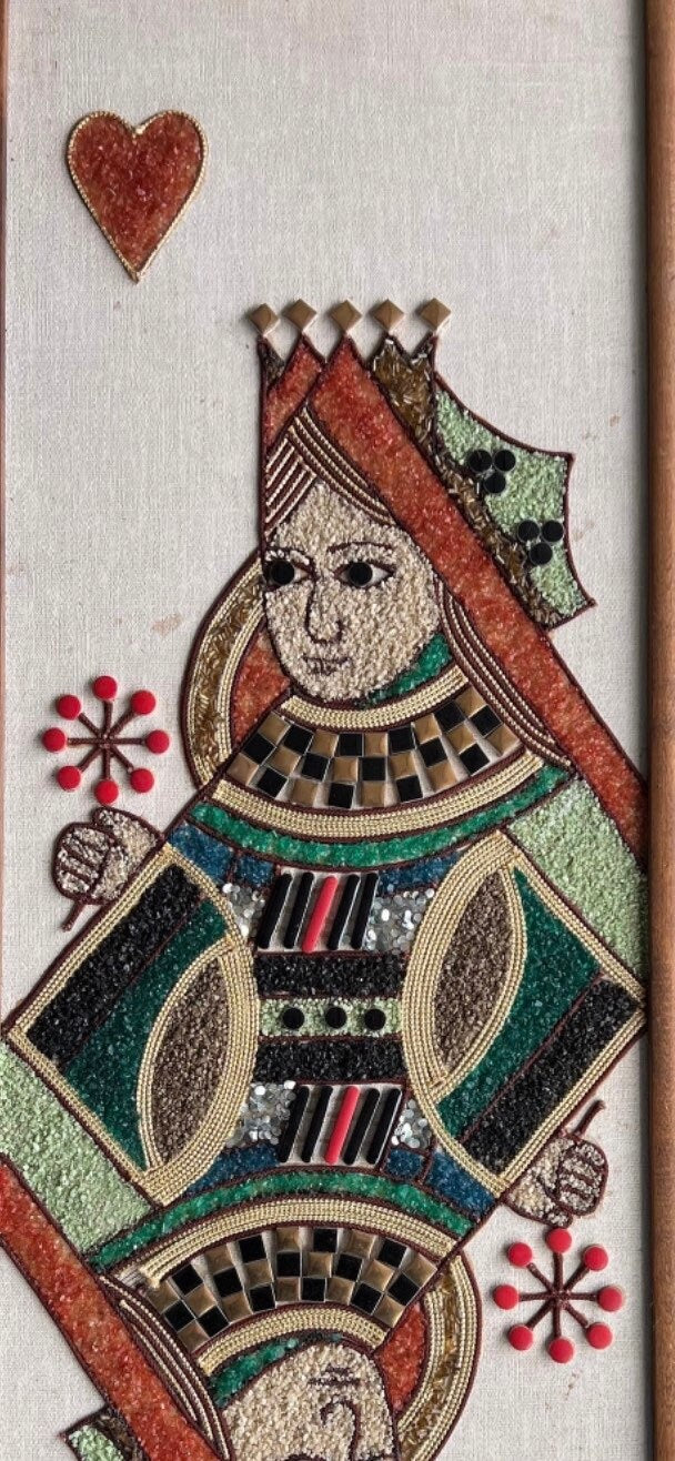 Vintage Queen of Heart + Clubs playing cards, circa 1960’s