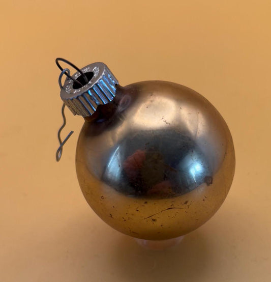 Vintage Peach Shiny Brite Striped Ball Ornament Circle Circa 1940’s Lover Antiques and Vintage