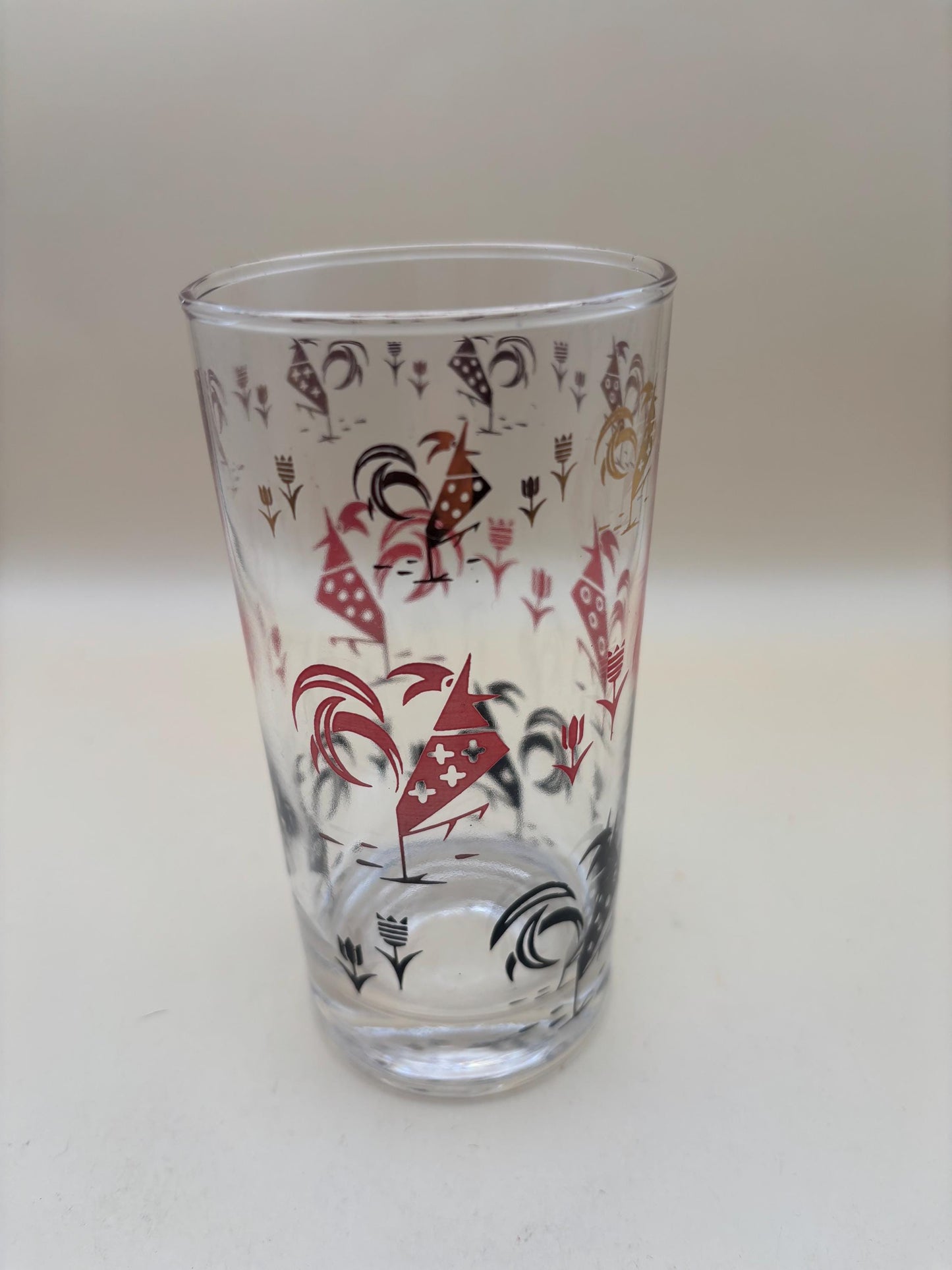 Vintage Libbey Glass Sociables Cooler Glass Red Rooster Black Rooster Glass Lover Antiques and Vintage