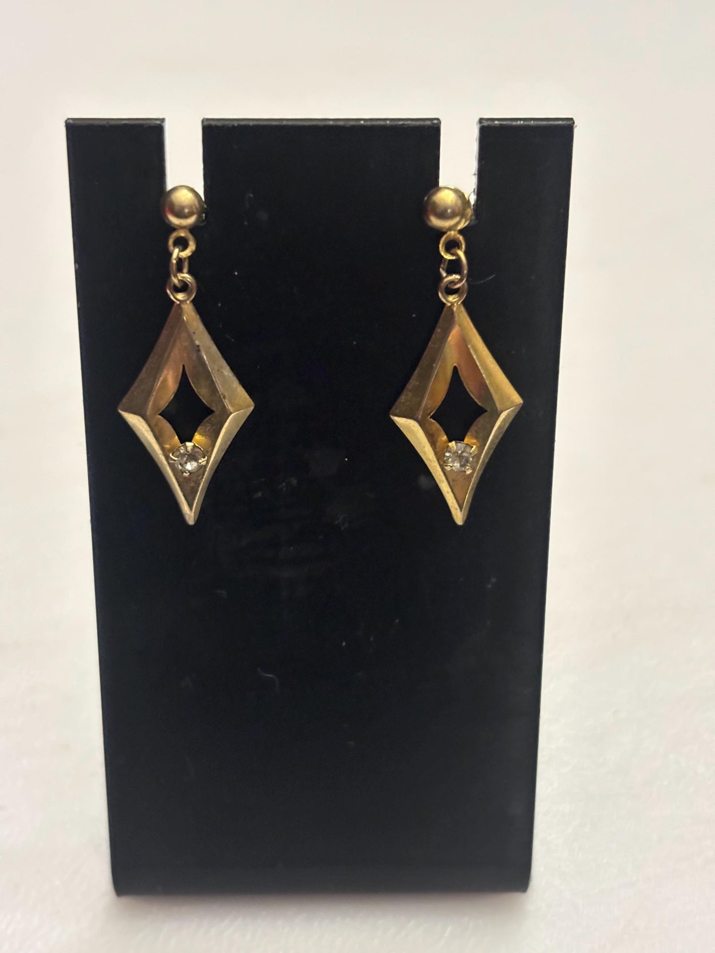 Vintage Diamond Shaped Gold Earrings, Lover Antiques and Vintage