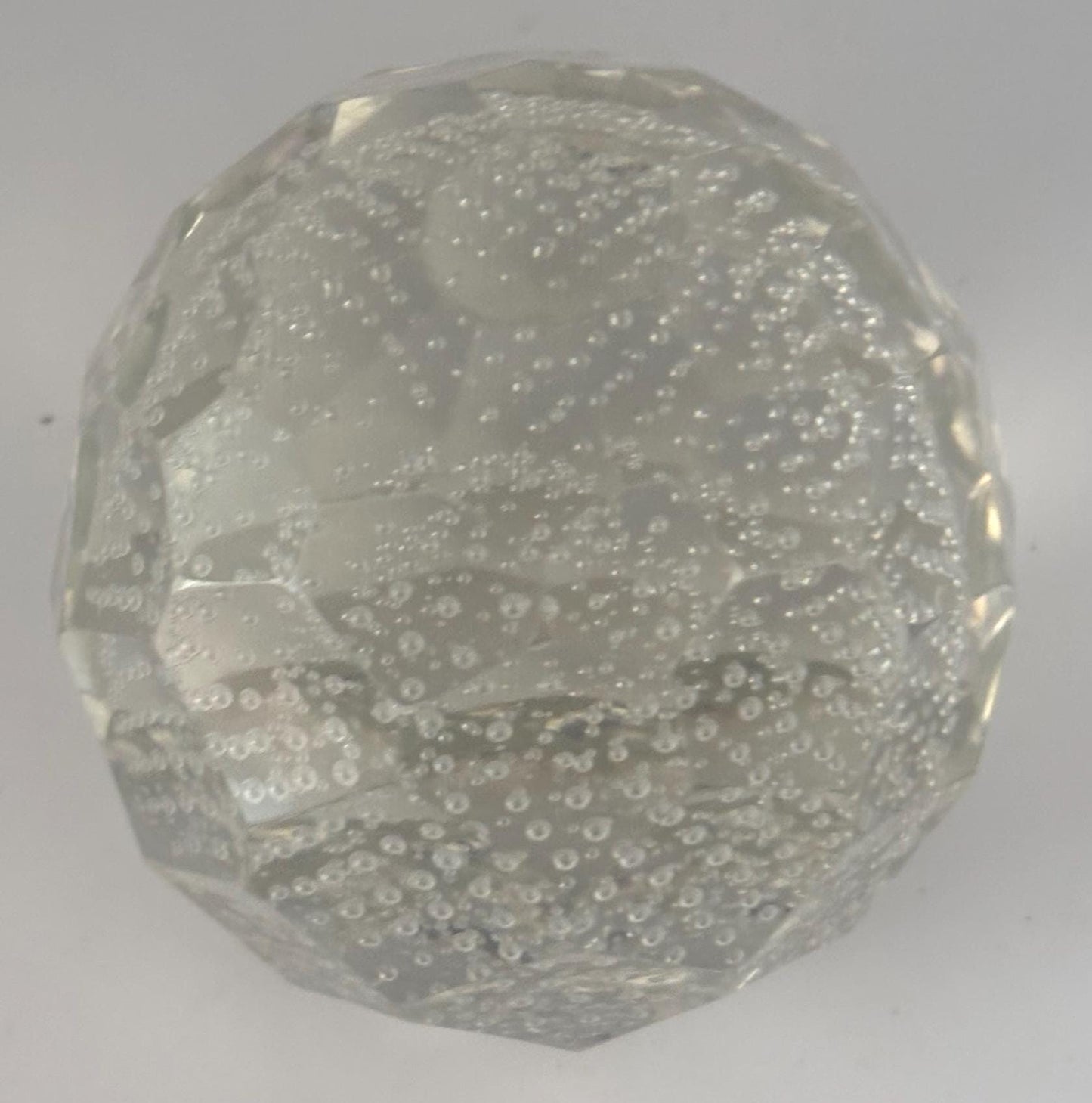 Vintage Murano Crystal Bullicante Glass Paperweight with Controlled Bubbles 3 Inch Diameter Art Deco