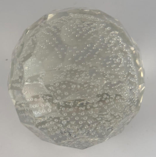 Vintage Murano Crystal Bullicante Glass Paperweight with Controlled Bubbles 3 Inch Diameter Art Deco