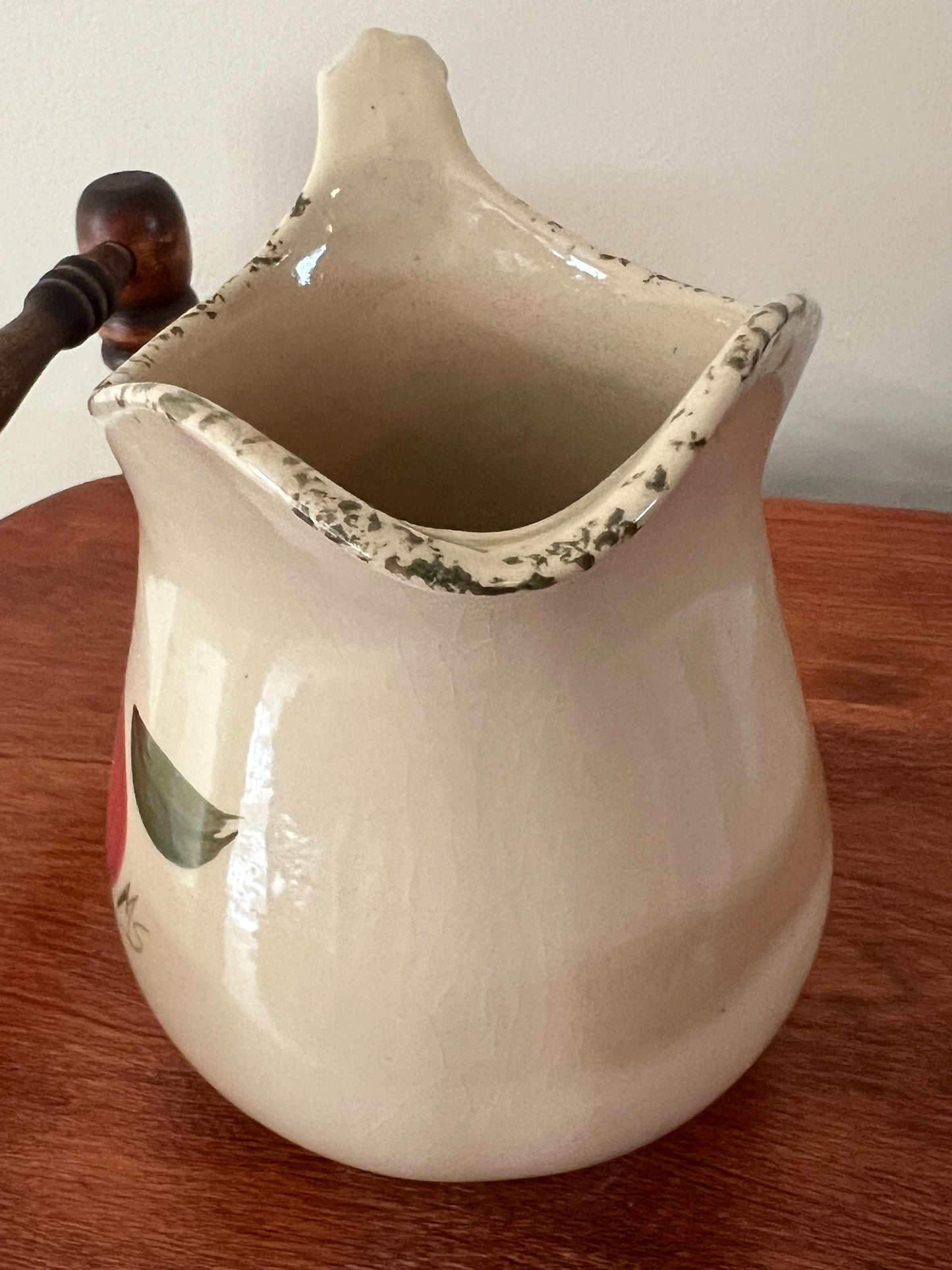 Vintage Sandhurst Stoneware Pitcher: Red Apple Design, New Ulm MN