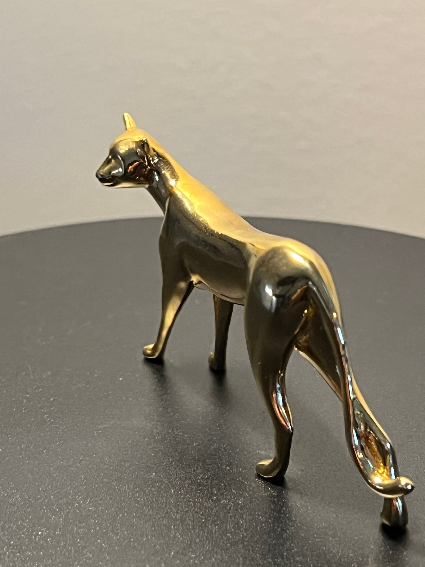 Vintage Polished Brass Cat Figurine - Franklin Mint Faberge Style