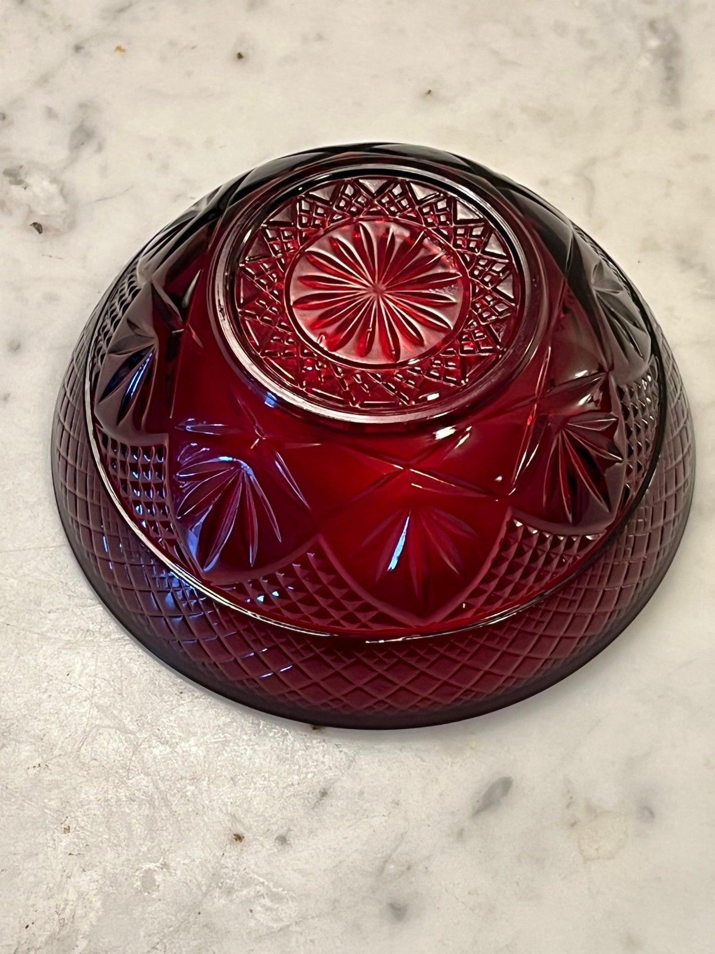 Vintage Ruby Red Small bowl 5 3/4” x 2.5” tall glass art Amberina Etched Glass Lover Antiques and Vintage
