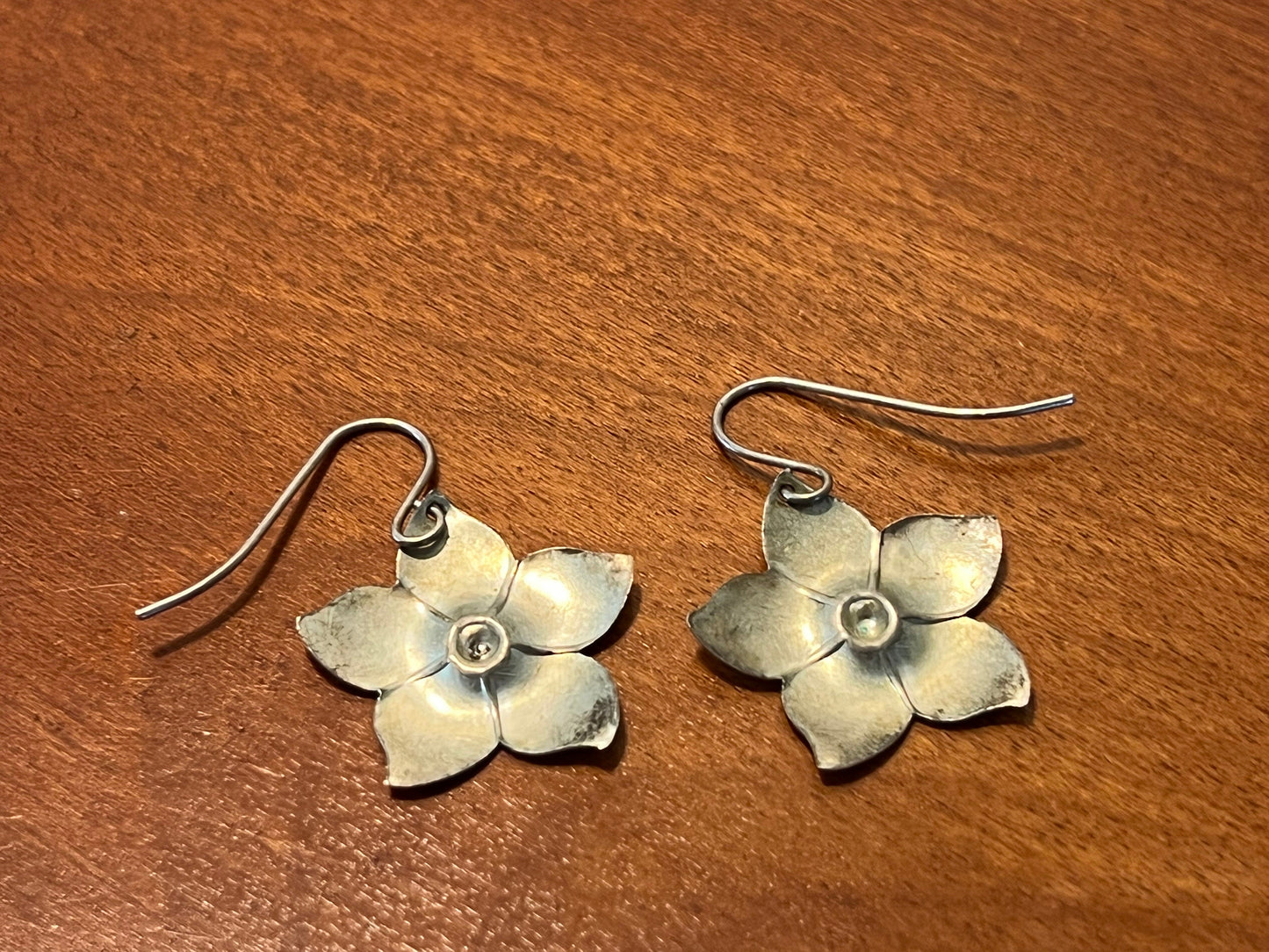 Vintage Sterling Silver Flower Earrings Hook Pierced Earring jewelry flowers