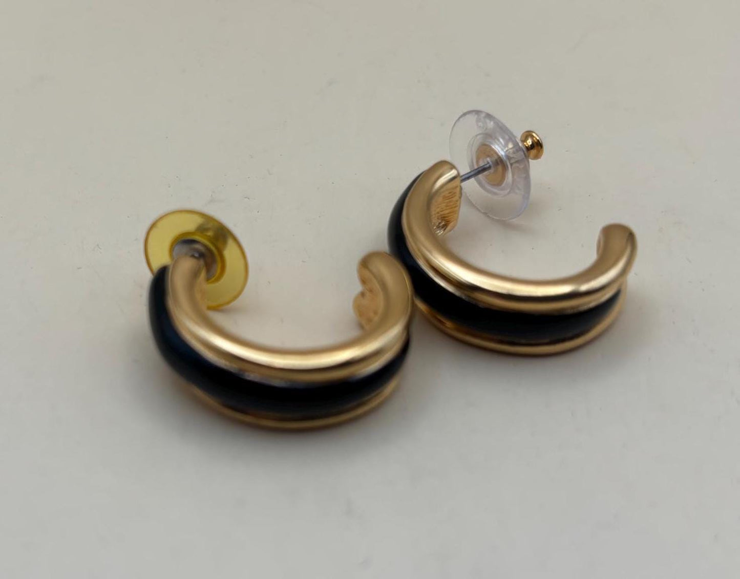Vintage Monet Gold & Black Hoop Earrings Lover Antiques and Vintage