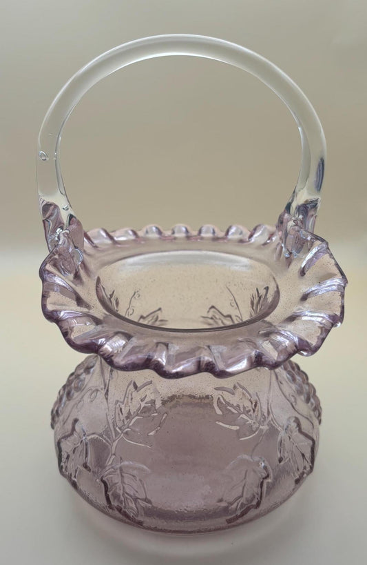Vintage Fenton Light Pink Glass Basket with Handle Lover Antiques and Vintage