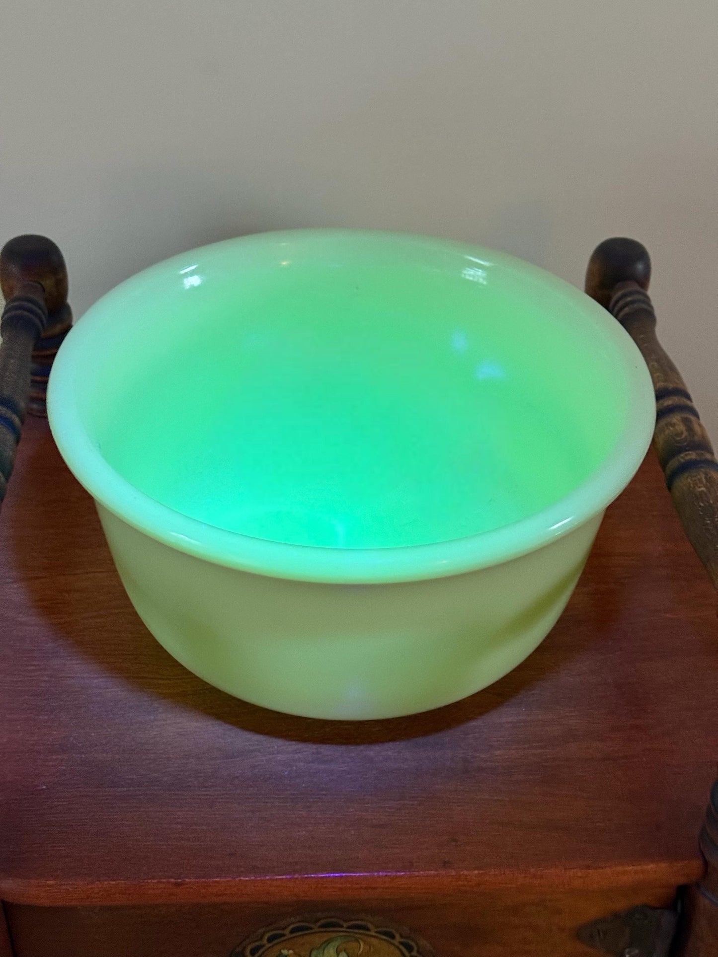 Vintage Uranium Glass Bowl Made by Hamilton Beach Large Glass Bowl That Glows! Lover Antiques and Vintage