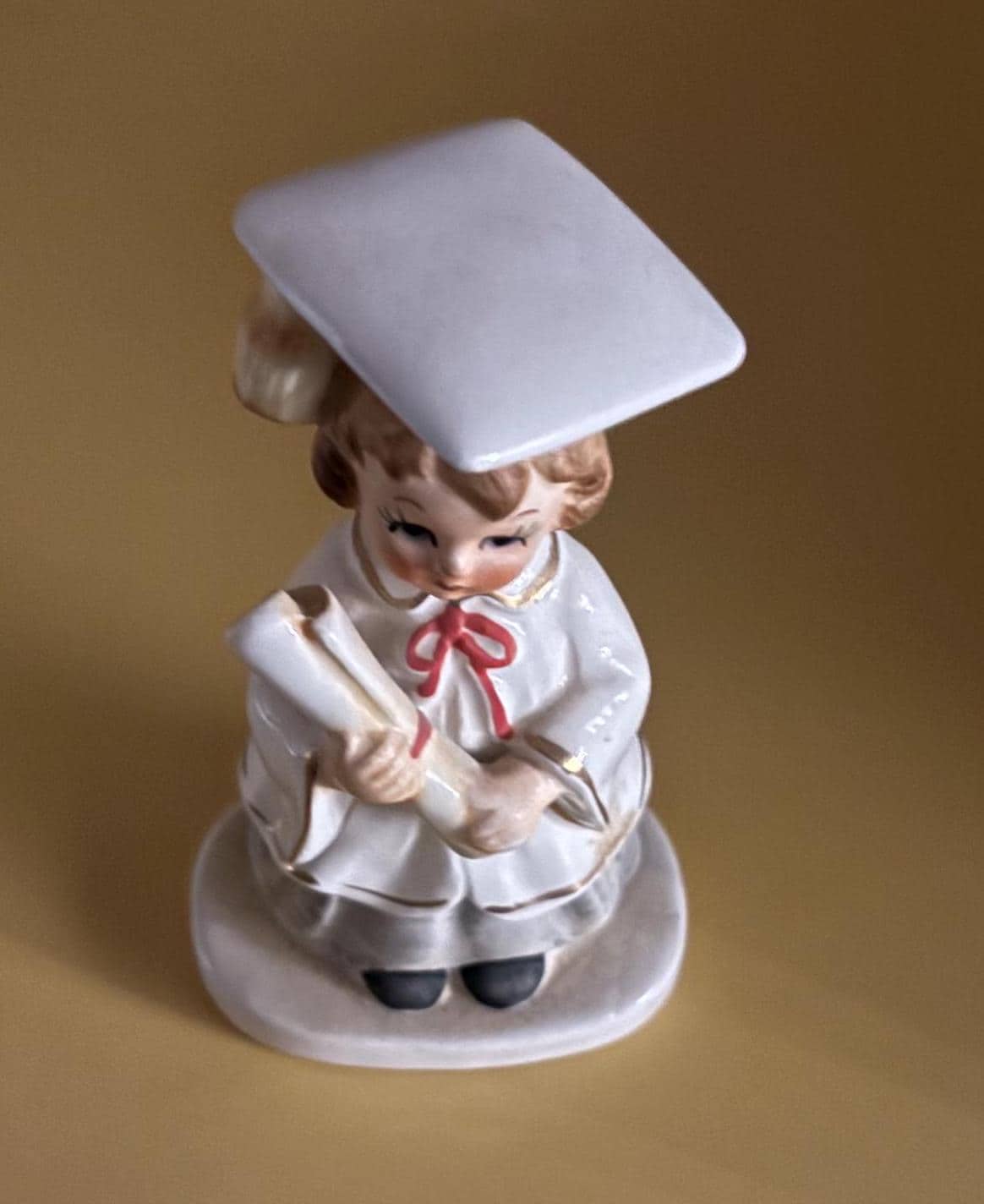 Vintage Lefton Graduate From School Girl with Diploma Figurine Hand Painted Porcelain Figurine Japanese Lover Antiques and Vintage