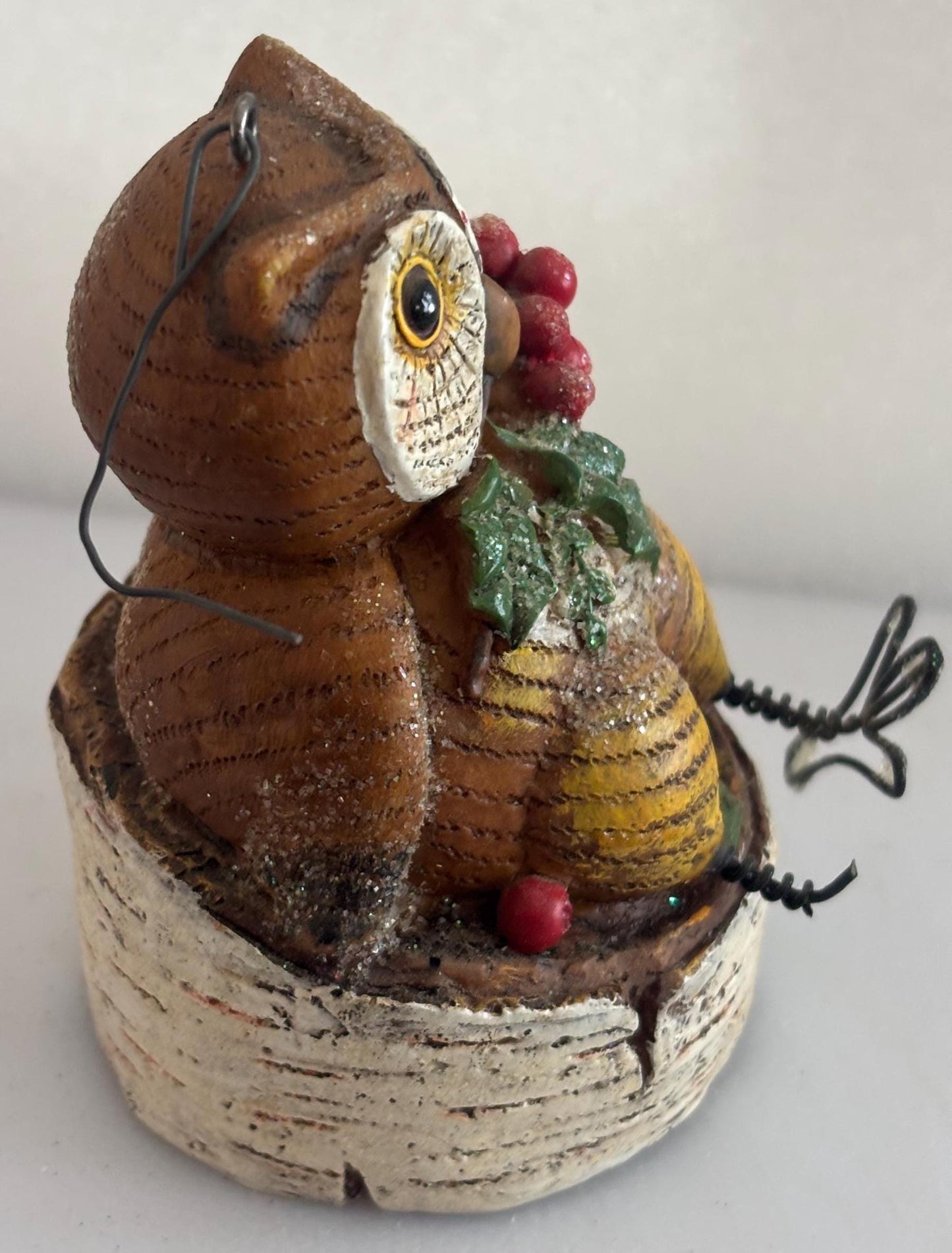 Owl Ornament Figurine, Copper and Resin Owl Decor, Holiday or Home Decor, Unique Bird Figurine
