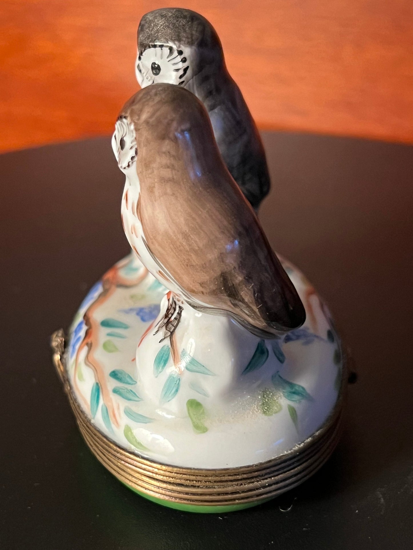 Vintage Limoges Owl Trinket Box: Chamart Peint Main France