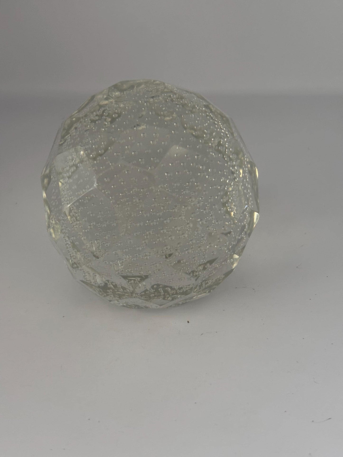 Vintage Murano Crystal Bullicante Glass Paperweight with Controlled Bubbles 3 Inch Diameter Art Deco