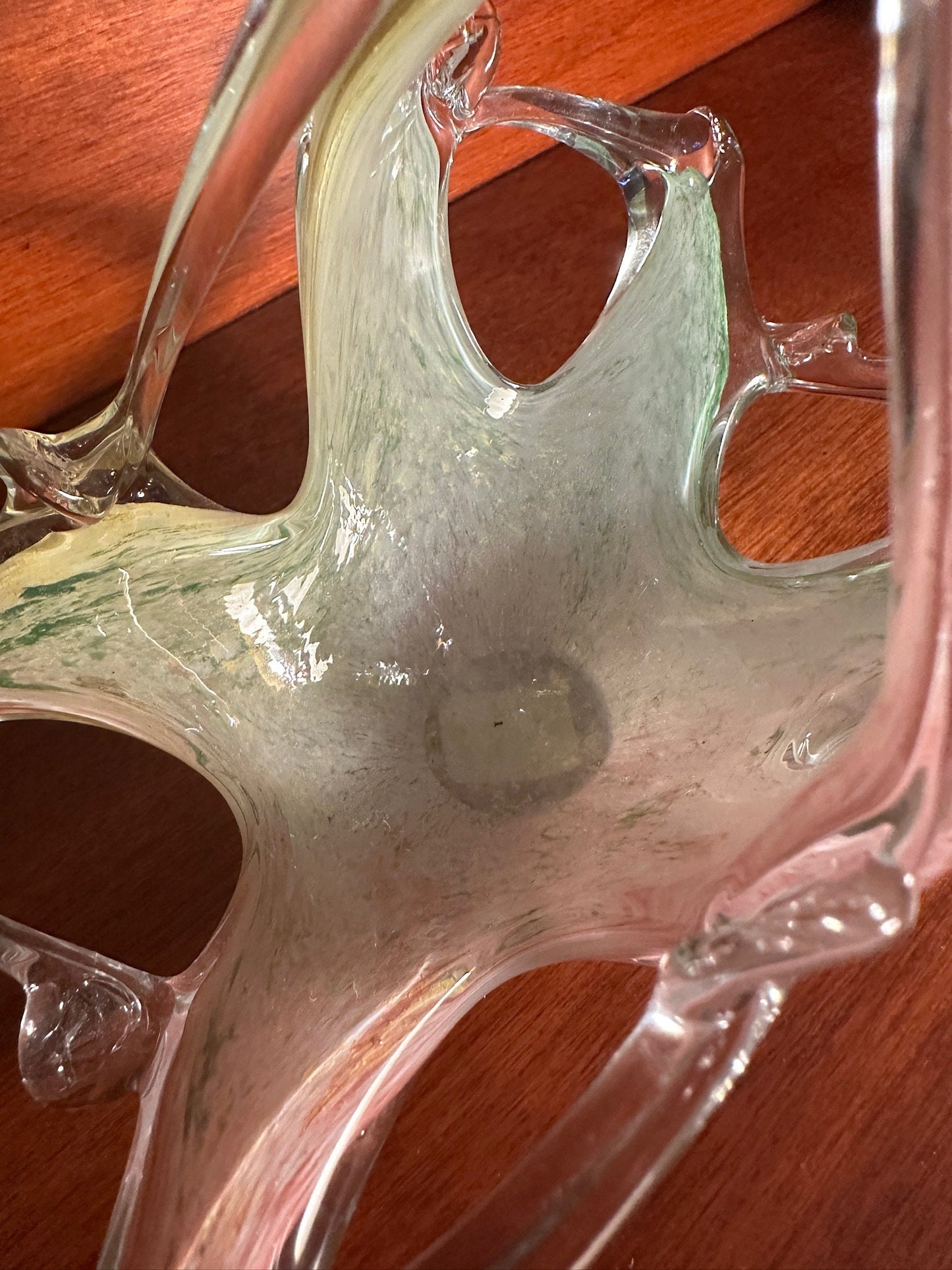 Vintage Murano Art Glass Bowl by Lavorazione: Pink, Blue, Green