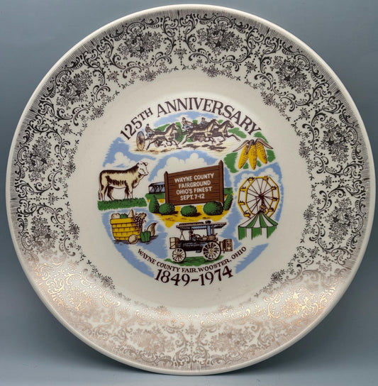 Wayne Country Fair Wooster, OH Plate, 125th Anniversary 1849-1974, Lover Antiques and Vintage