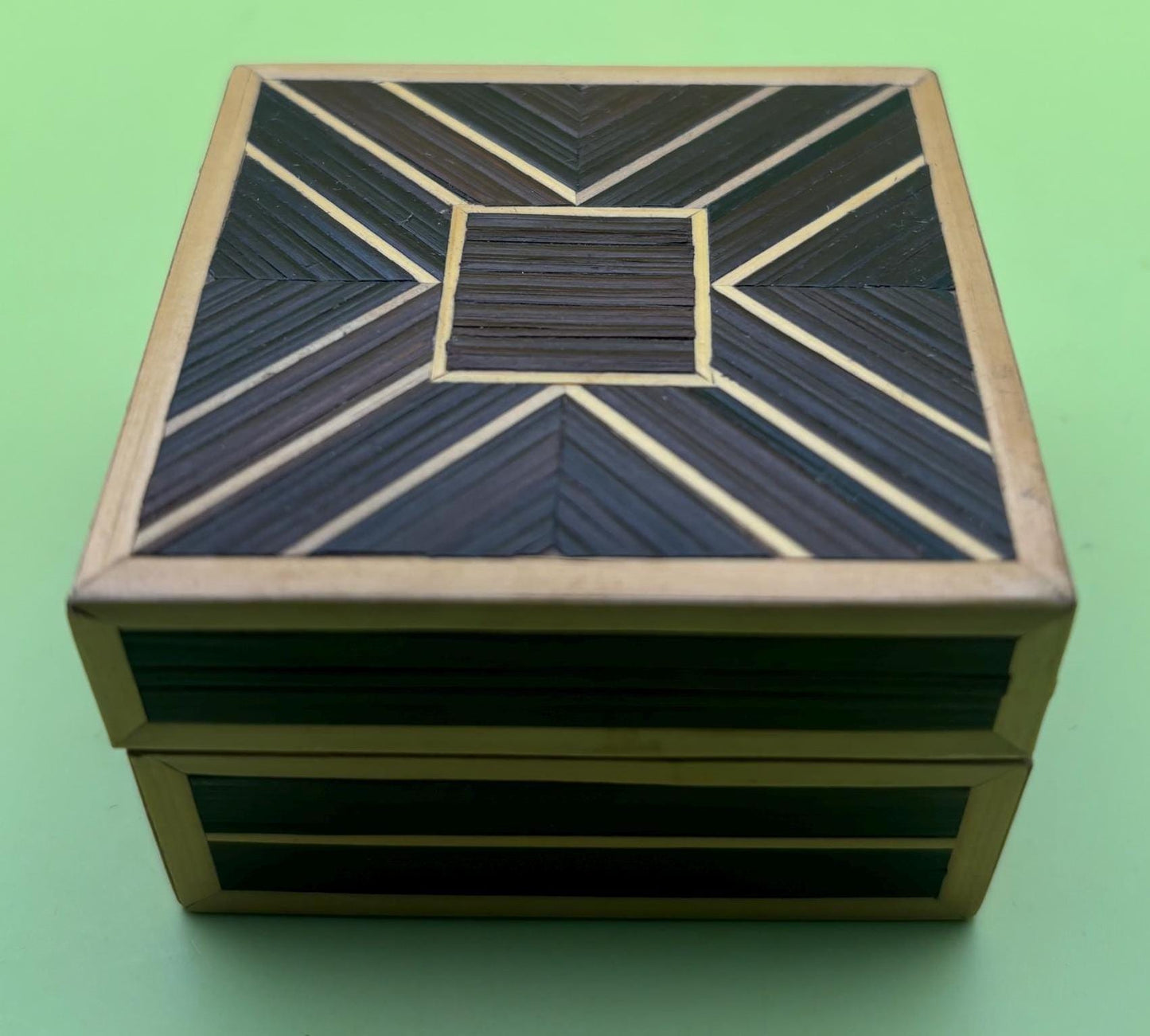 Vintage Wood with Marquetry Inlay Jewelry Box Trinket Box Lover Antiques and Vintage