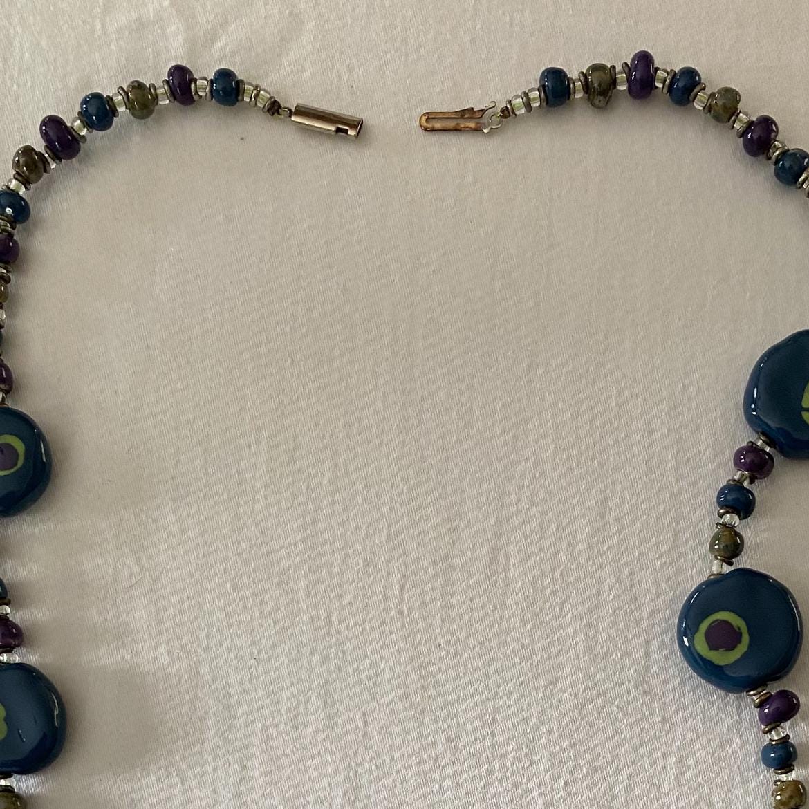 Vintage Green & Dark Blue Necklace Unique Gift Opportunity Lover Antiques and Vintage