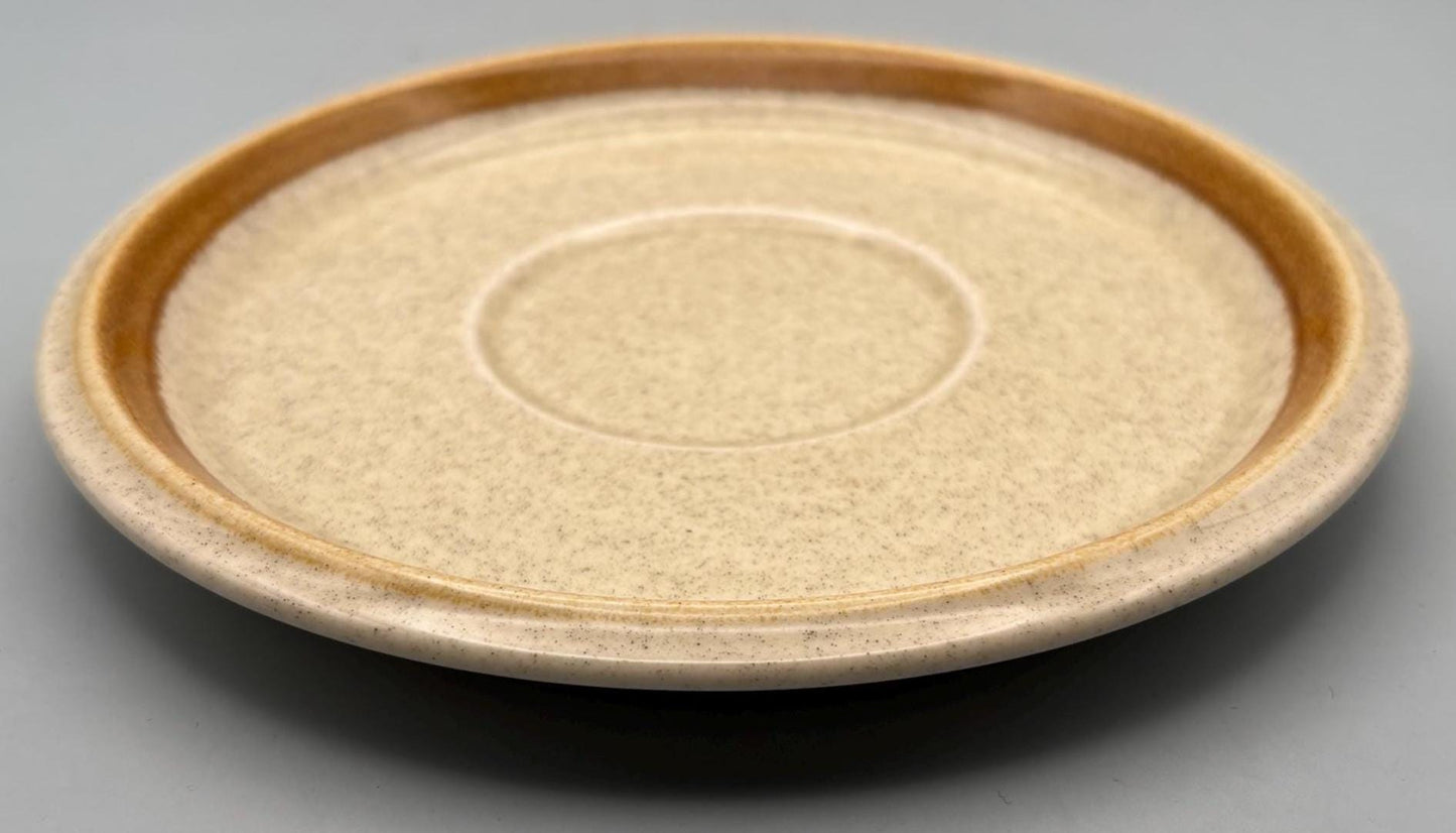 Vintage Mikasa Saucer Plate Stone Manor Stoneware F5800 Tan Speckle With Brown Trim Lover Antiques and Vintage