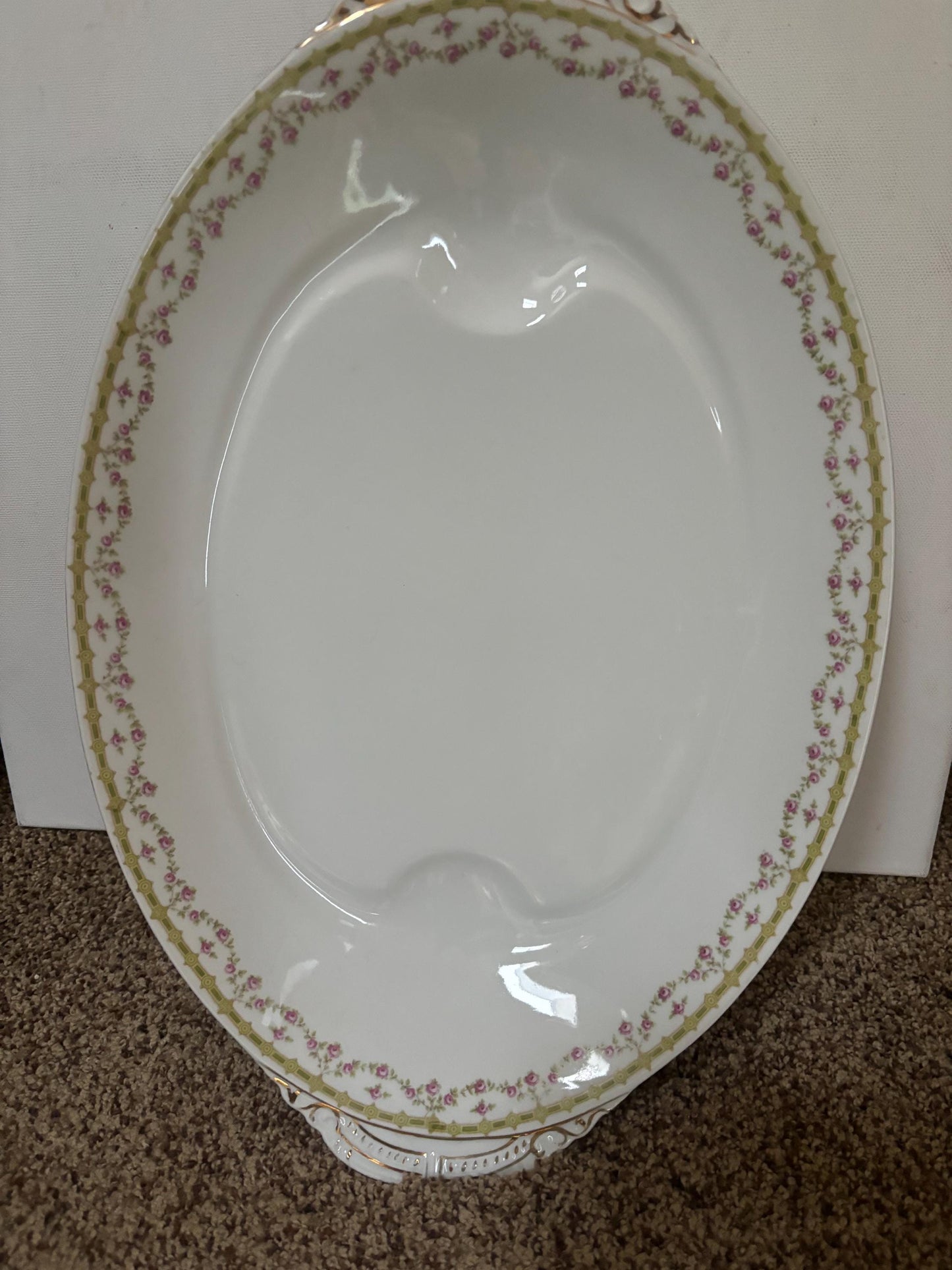 Vintage Large Austrian Floral Platter Plate with Pink Flowers Floral Design Austria Lover Antiques and Vintage