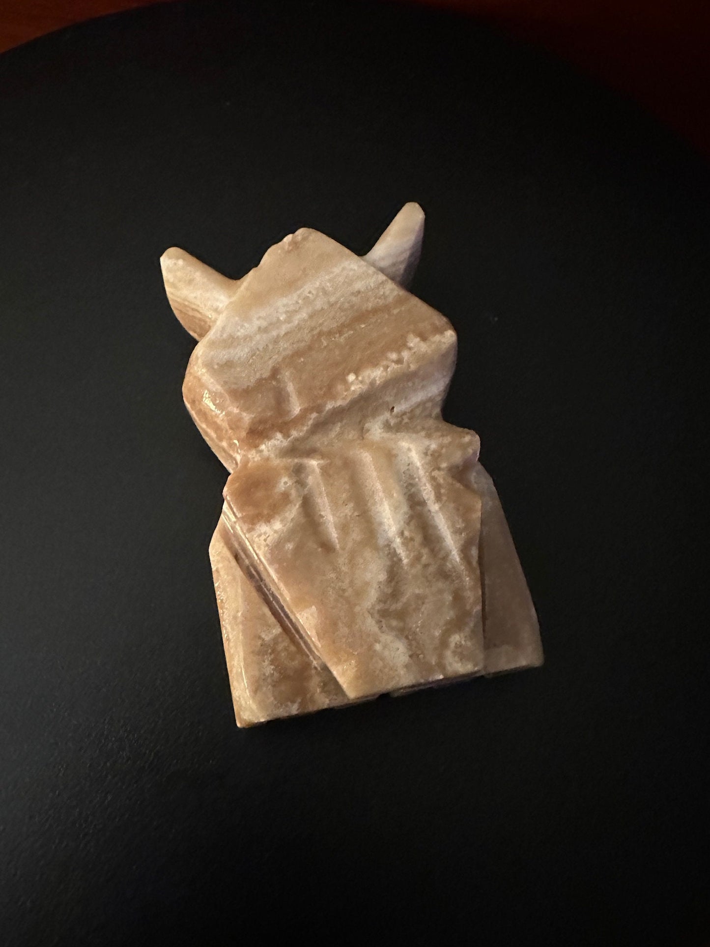 Vintage Alabaster Stone Owl Figure - Made in Italy