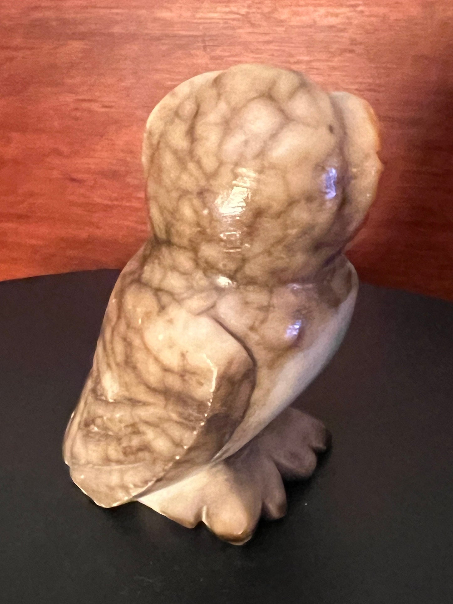 Vintage Alabaster Stone Owl Figure - Made in Italy