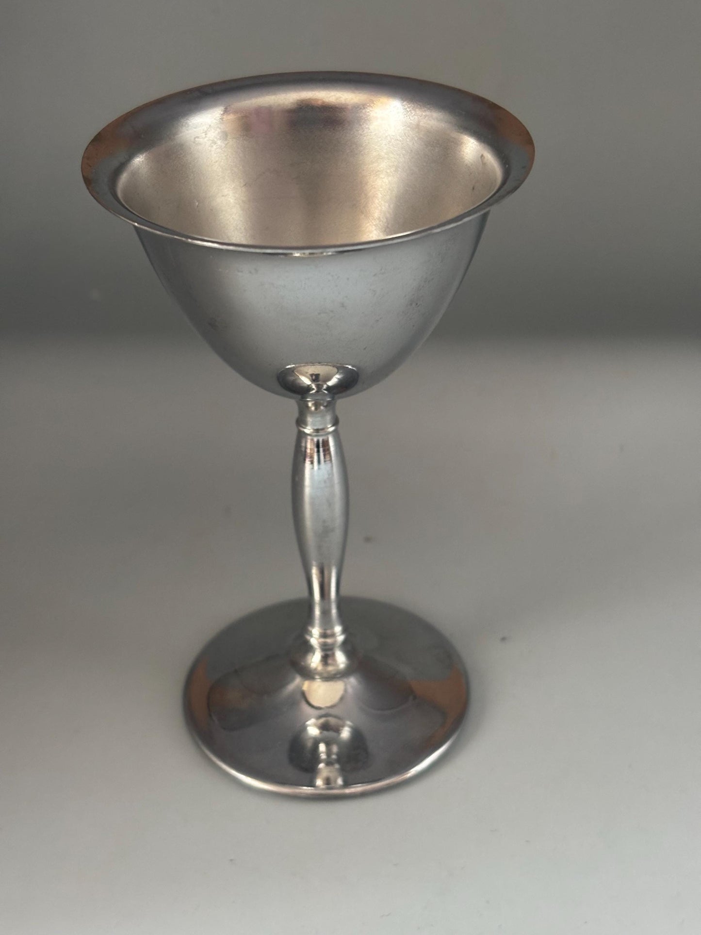 Stainless Chrome Stem Cordial Glass | Antique Silver Cup for Gift or Collecting