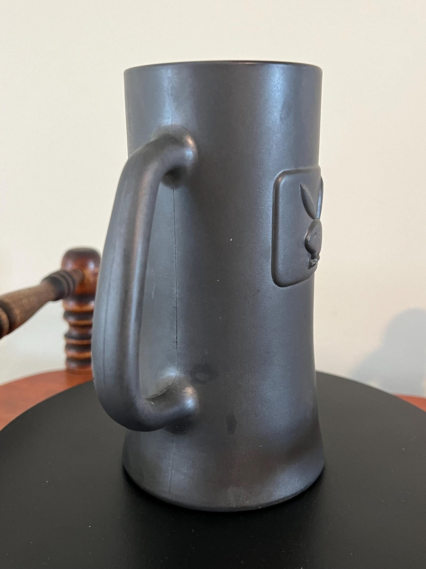 Vintage Playboy Stein Tall Clay Cup Beer Mug with Playboy Bunny Charcoal Matte Look Lover Antiques and Vintage