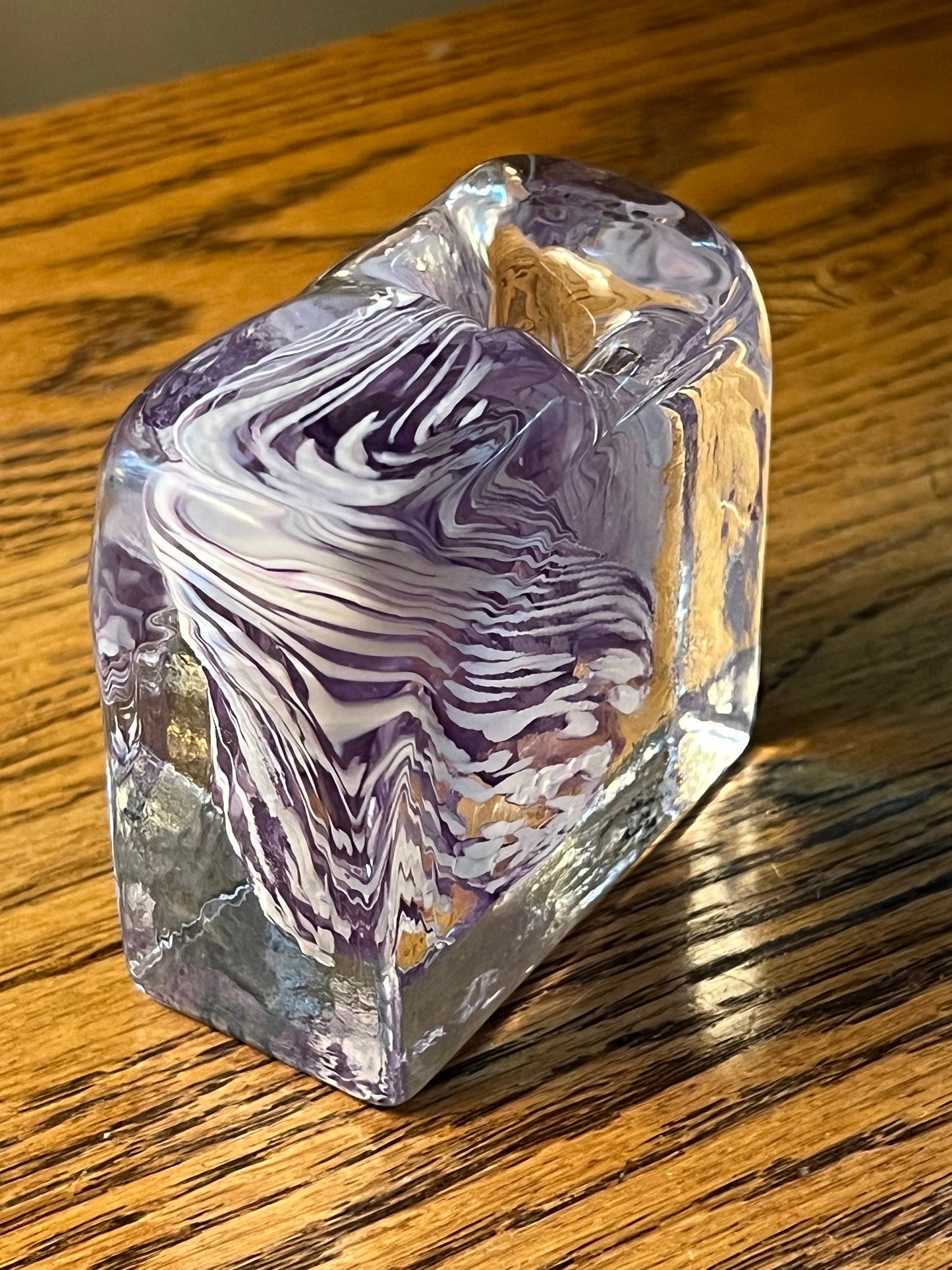 Vintage Purple & White Swirl Glass Pen Holder, Made in USA, Lover Antiques and Vintage