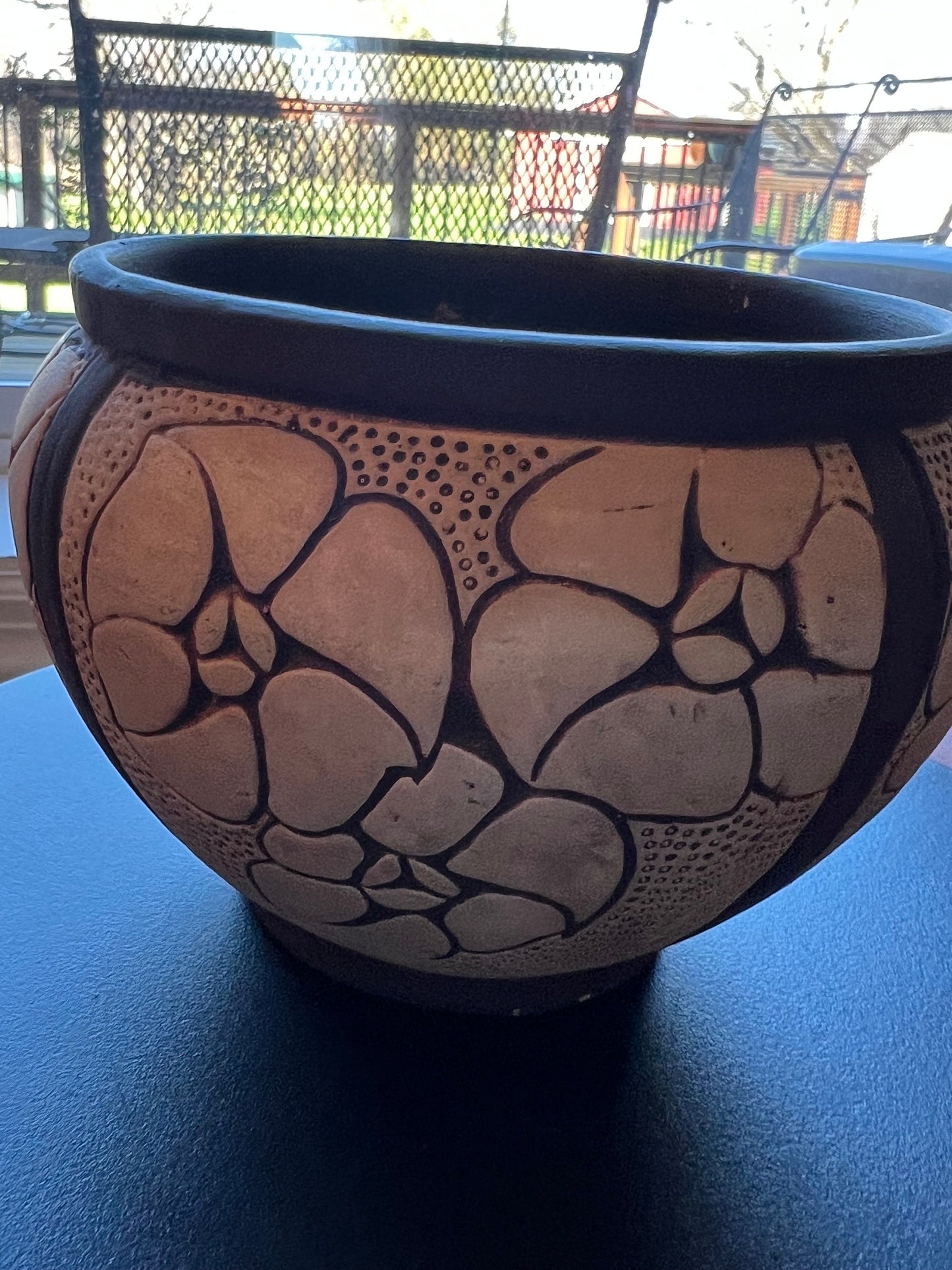 Vintage Weller Claywood Daisy Vase: Burnt Wood Jardinere Pot