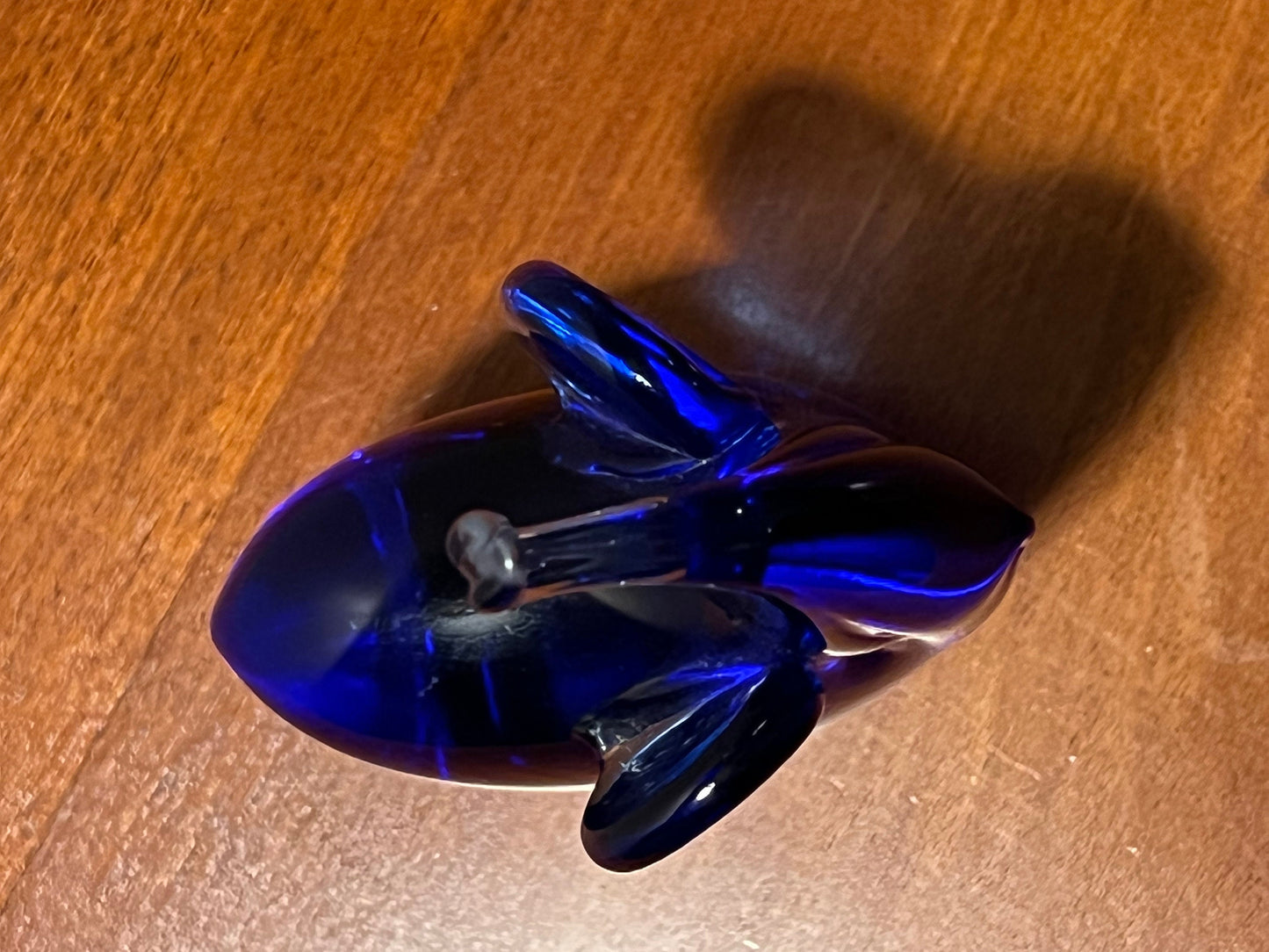 Vintage Cobalt Blue Glass Elephant: Lucky Trunk Up Figurine