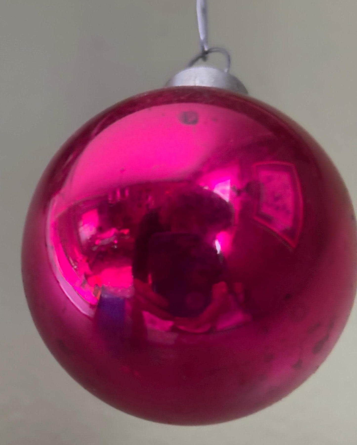 Pink Shiny Brite Striped Ball Ornament Circle Circa 1940’s Lover Antiques and Vintage