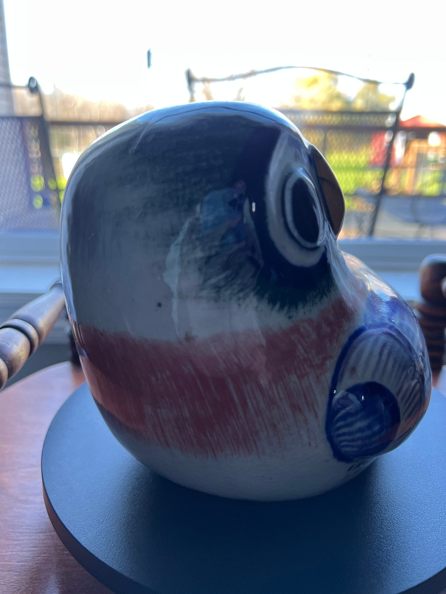 Vintage Tonala Mexican Pottery Owl - ERandi Signed Folk Art