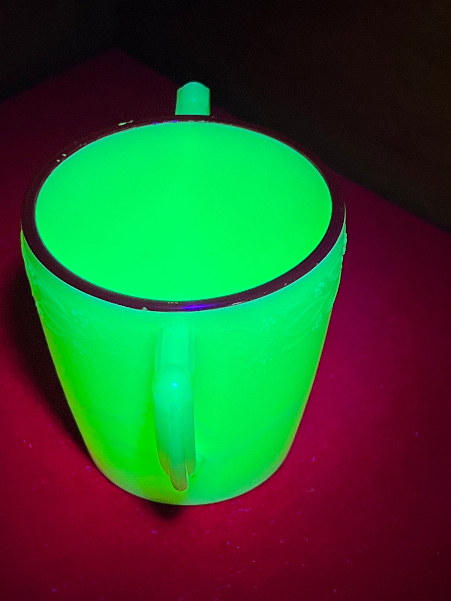 Vintage McKee Uranium Glass Creamer: Laurel Red Trim Tea Set