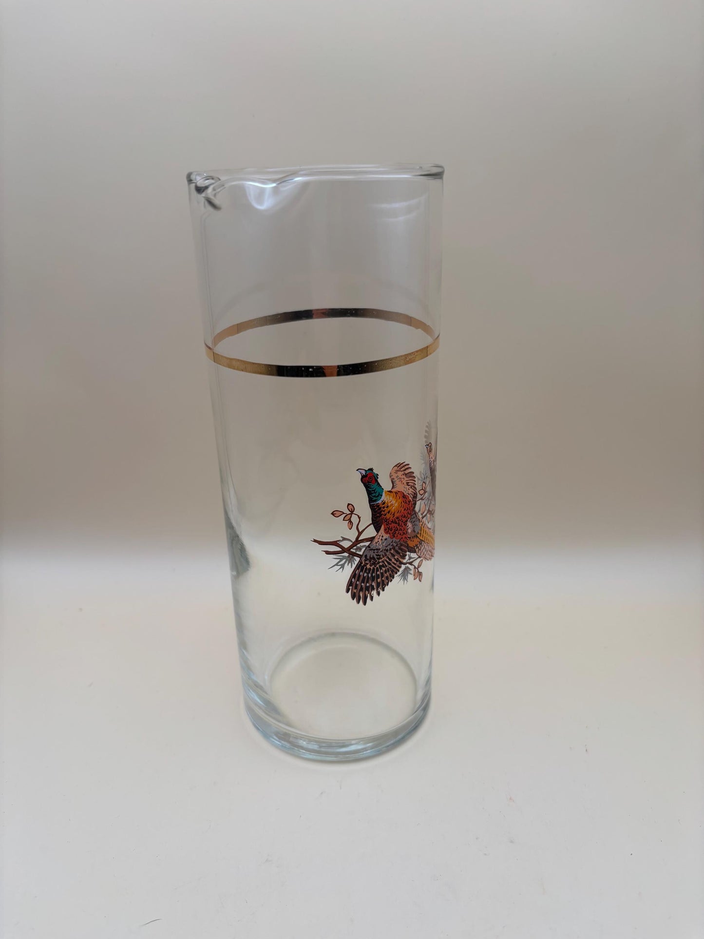 Vintage Princess House Pheasant Martini Glass Pitcher Drink Mixer Tall Pitcher Lover Antiques and Vintage