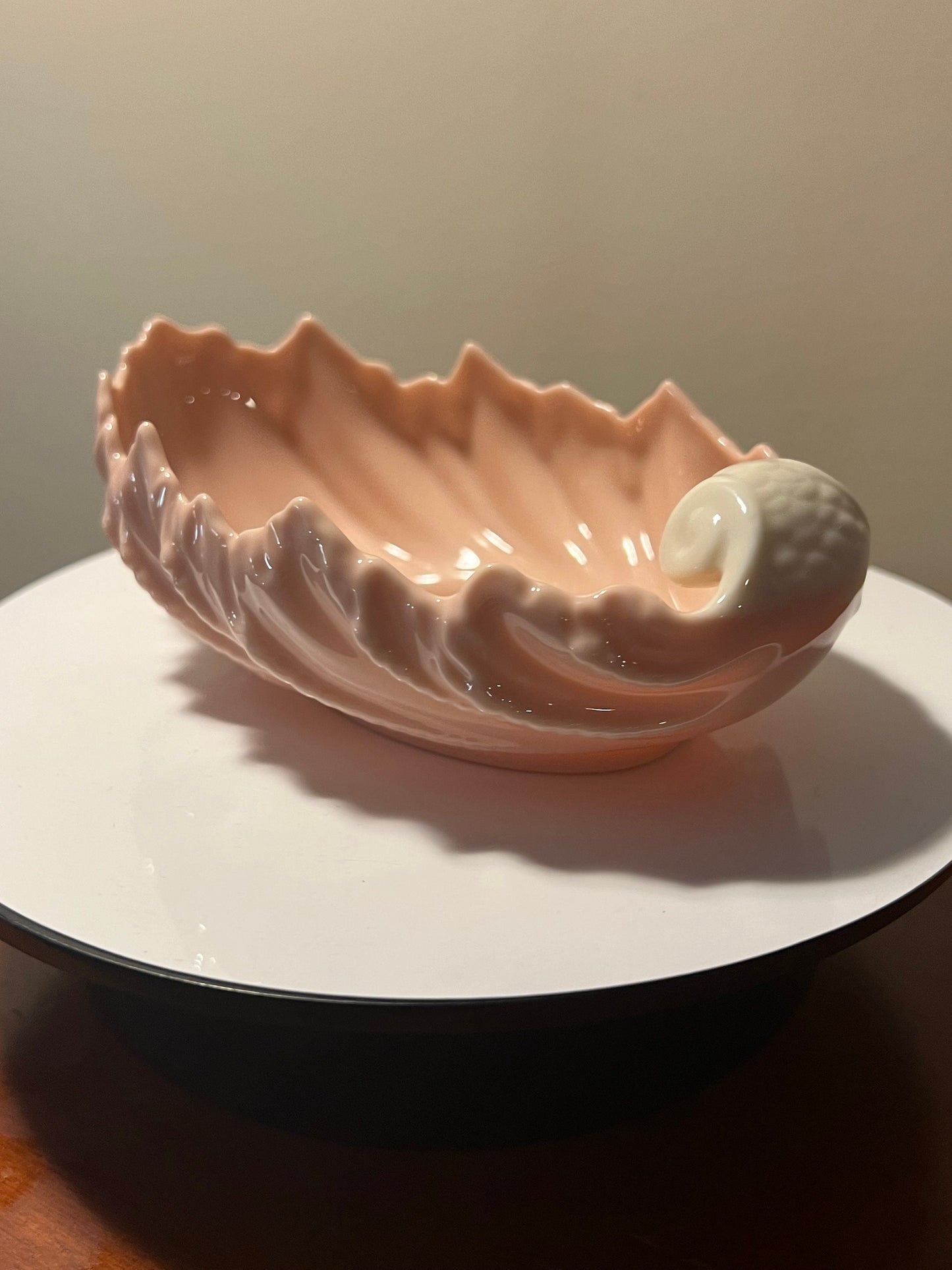Vintage Lenox Pink Acanthus Leaf Dish: Gilded Porcelain Bowl, Made in USA