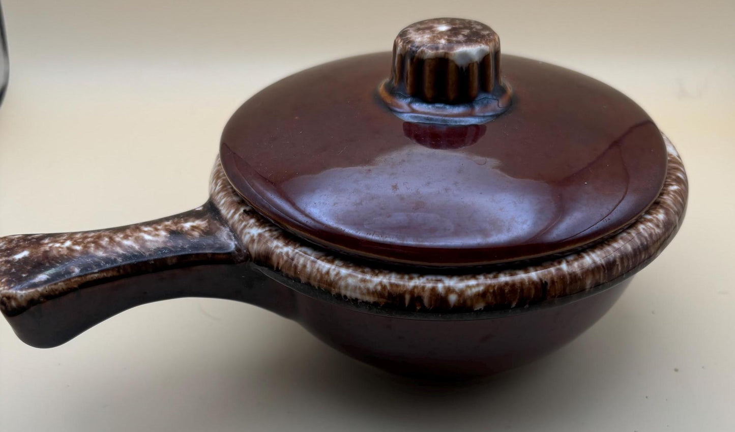 Vintage Hull Oven Proof Usa Brown Drip Soup Bowl With Handle Lover Antiques and Vintage