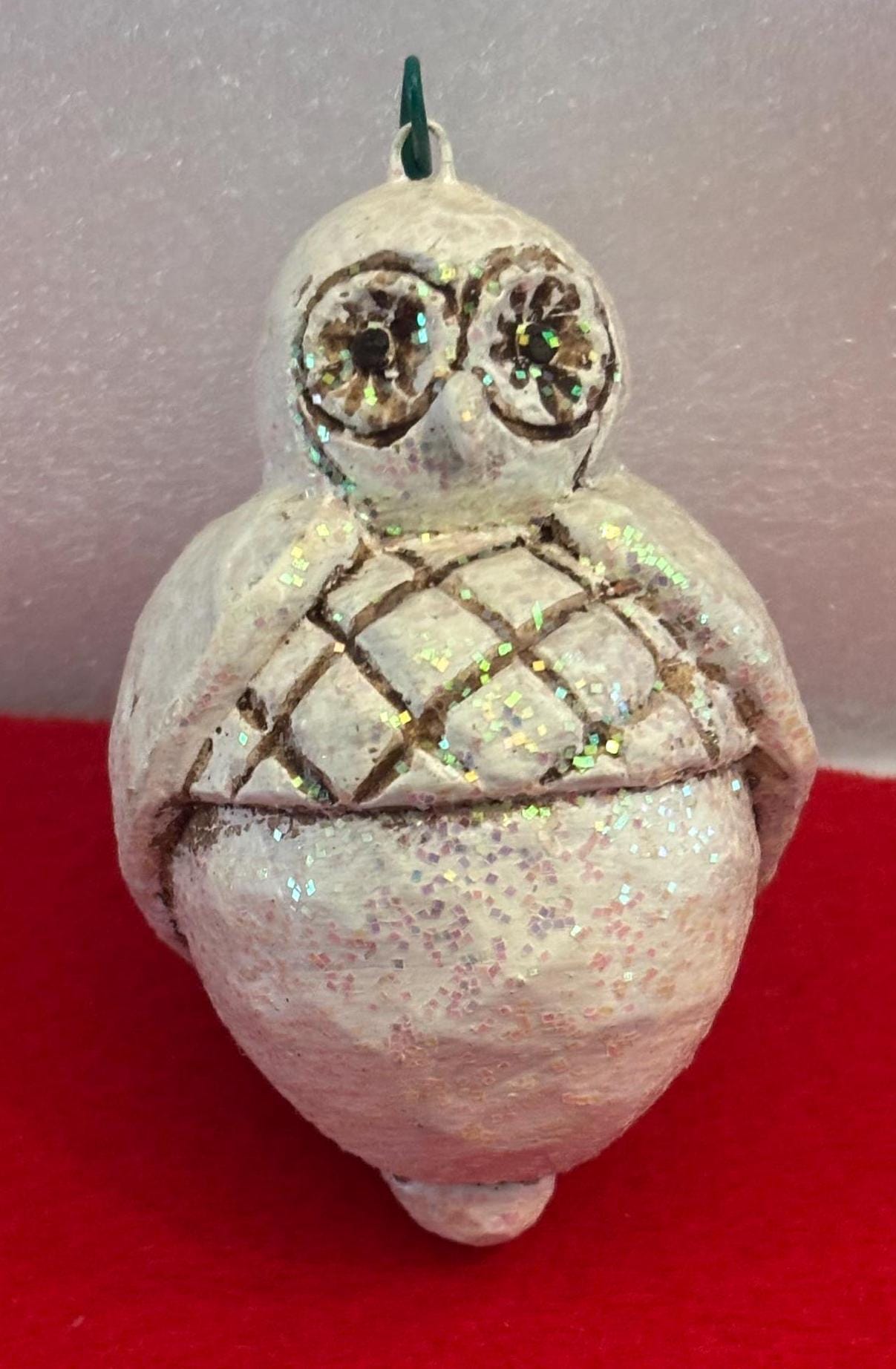 Owl Ornament Figurine | White Resin Owl with Glitter Detailing, Gift for Her, Hallmark Style Holiday Decor