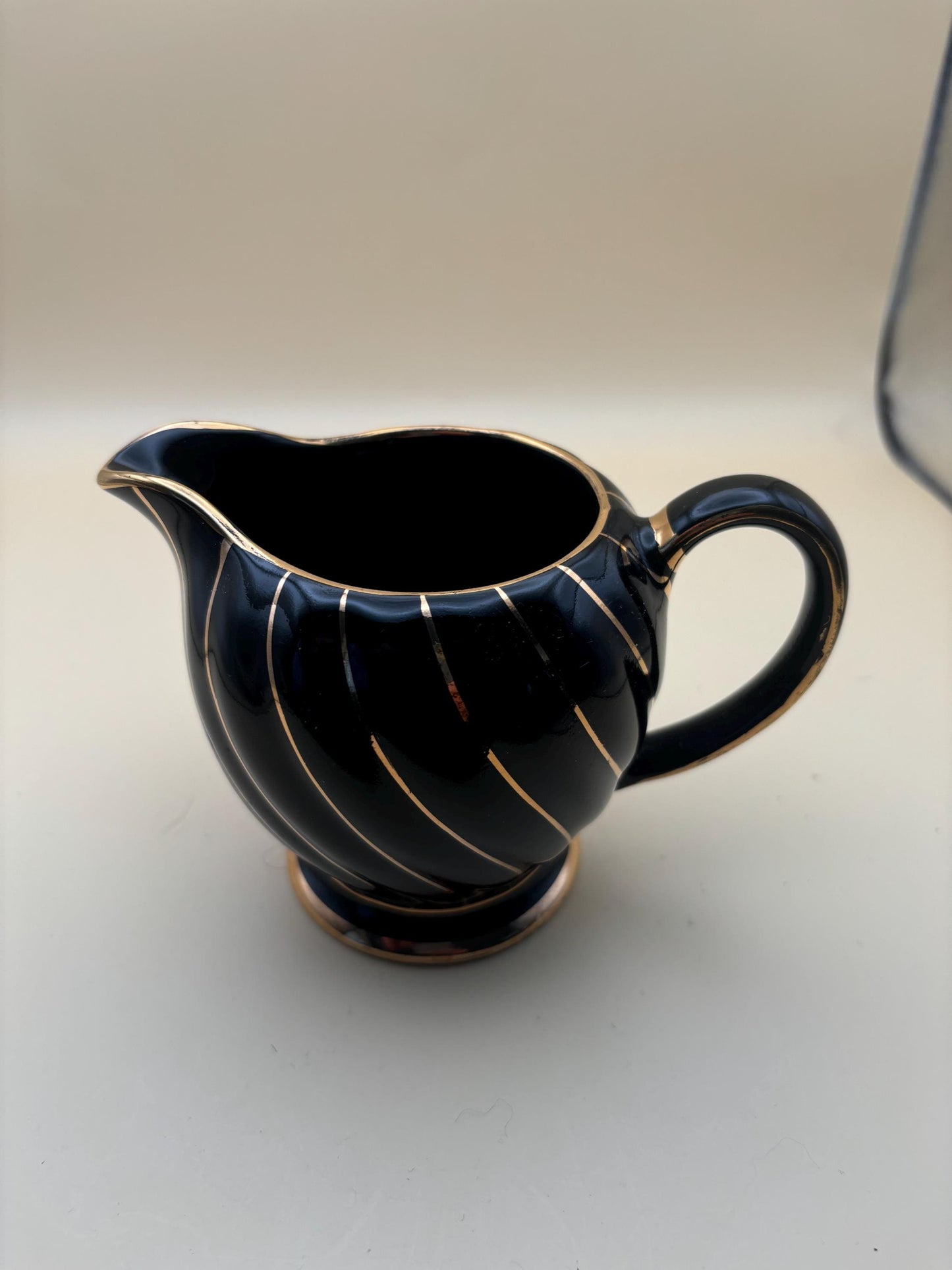 Vintage Sandler England Black and Gold Creamer Lover Antiques and Vintage