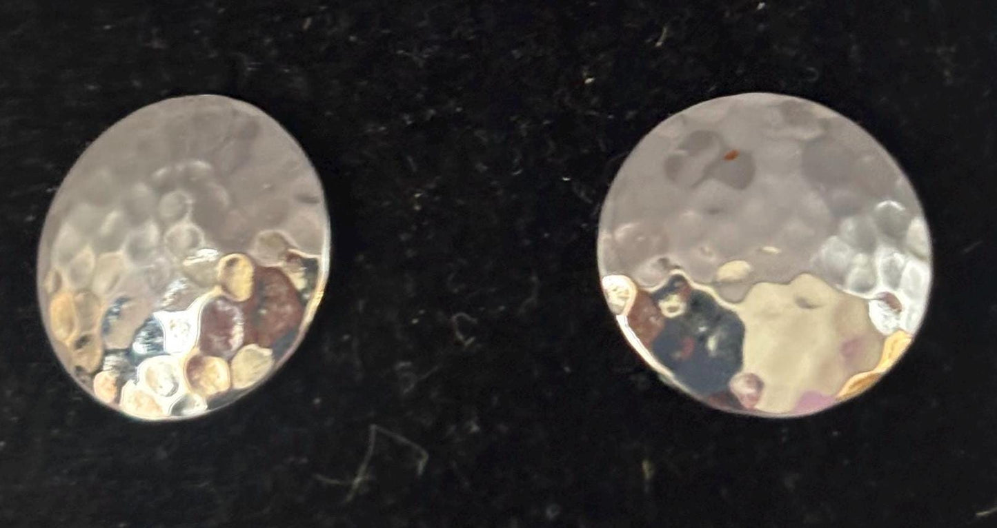 Vintage Sterling Silver Round Hammered Earrings Lover Antiques and Vintage