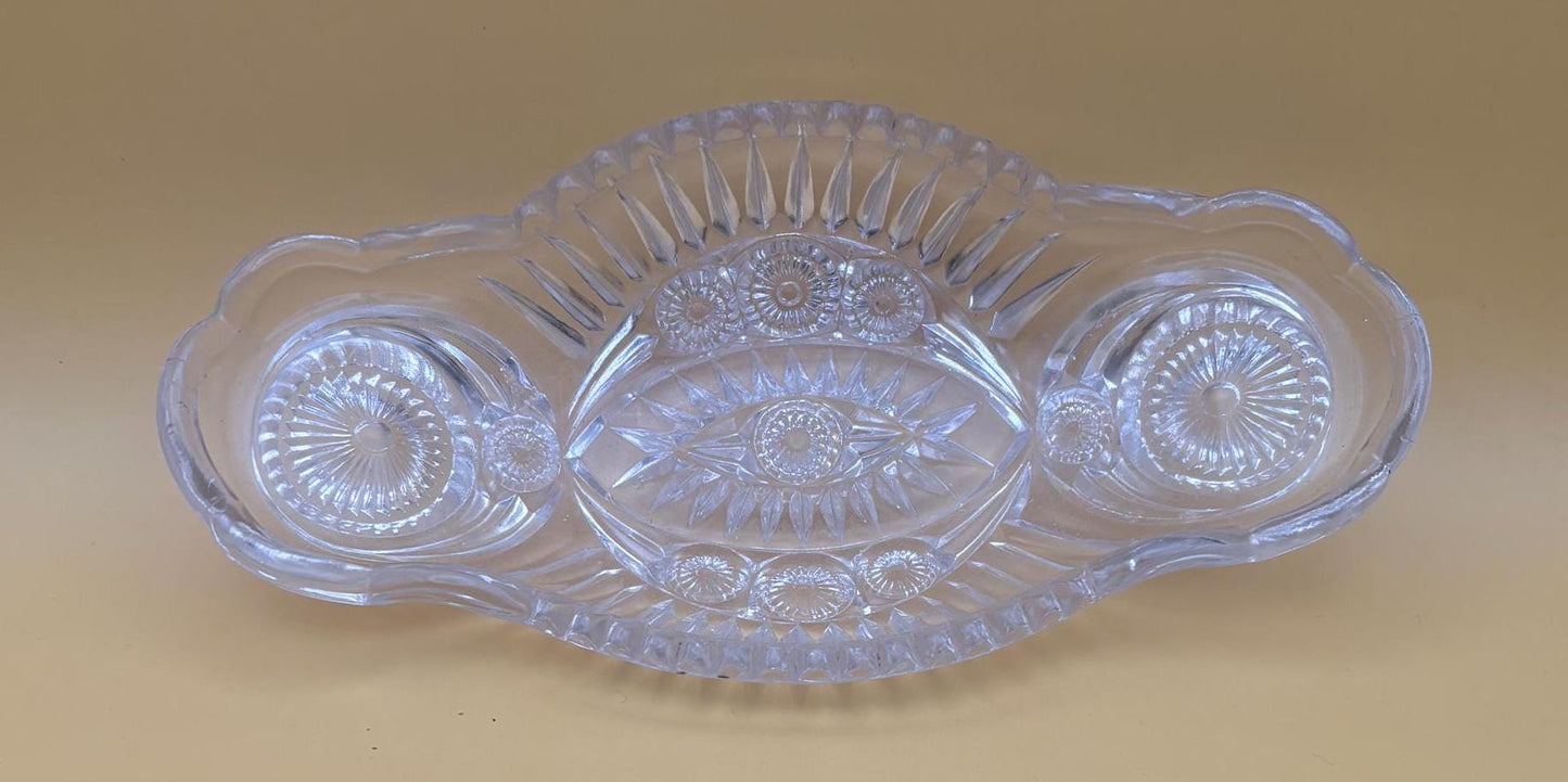 Antique American Brilliant Crystal Cut Wide Nut or Candy Dish Serving Tray Lover Antiques and Vintage