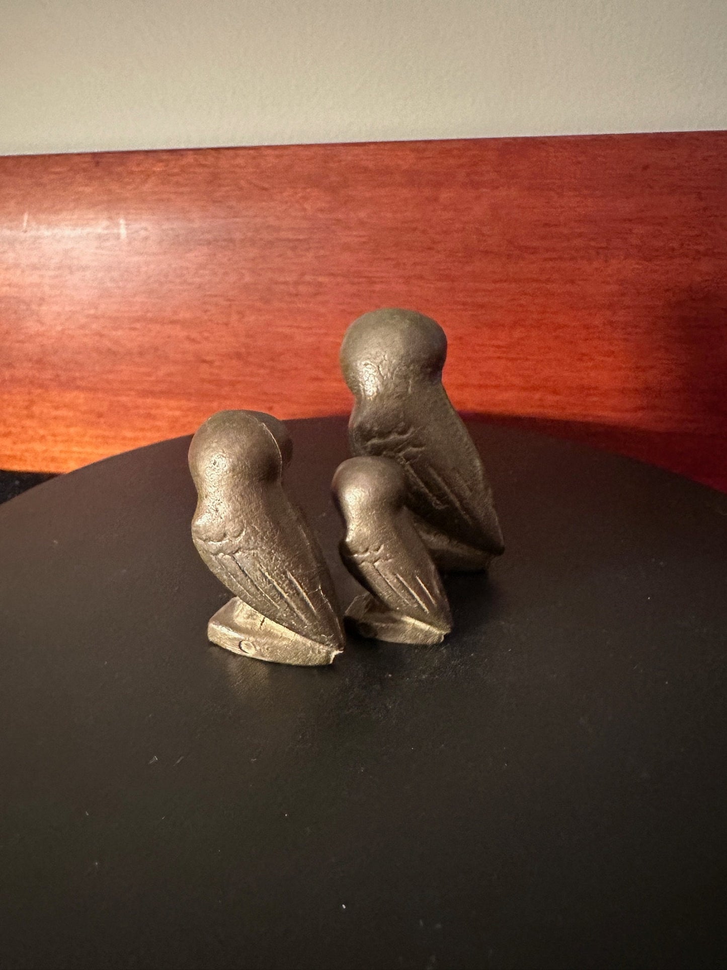 Vintage Brass Owl Family of 3, Brass Owls, Brass Owls with Gems, Lover Antiques and Vintage