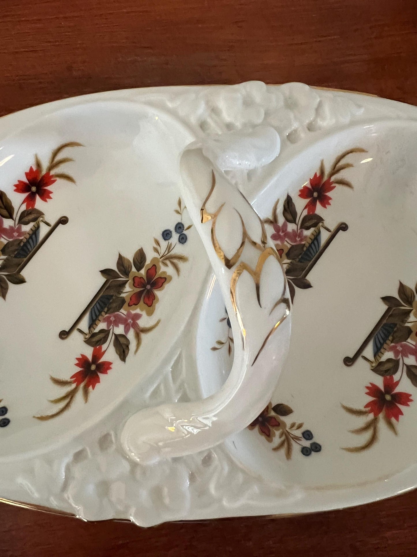 Antique Royal Stafford Hand Painted Tray Dish with Unique Handle Bone China Dish Made in England EST 1845 #8 Lover Antiques and Vintage