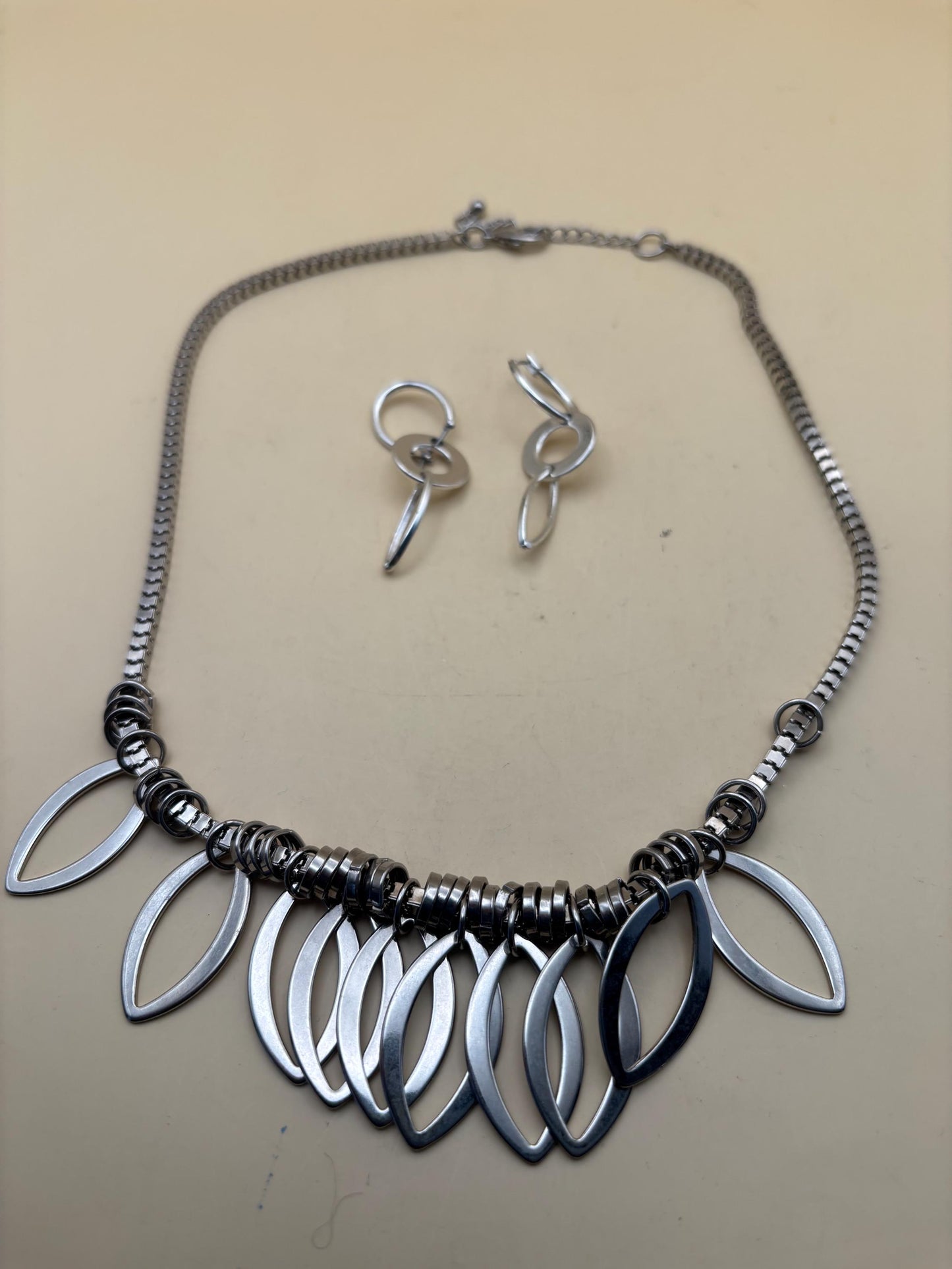 Silver Multi Leaf Necklace and Earrings Set | Lover Antiques and Vintage Jewelry Gift for Her, Silver Leaf Jewelry, Unique Gift for Women
