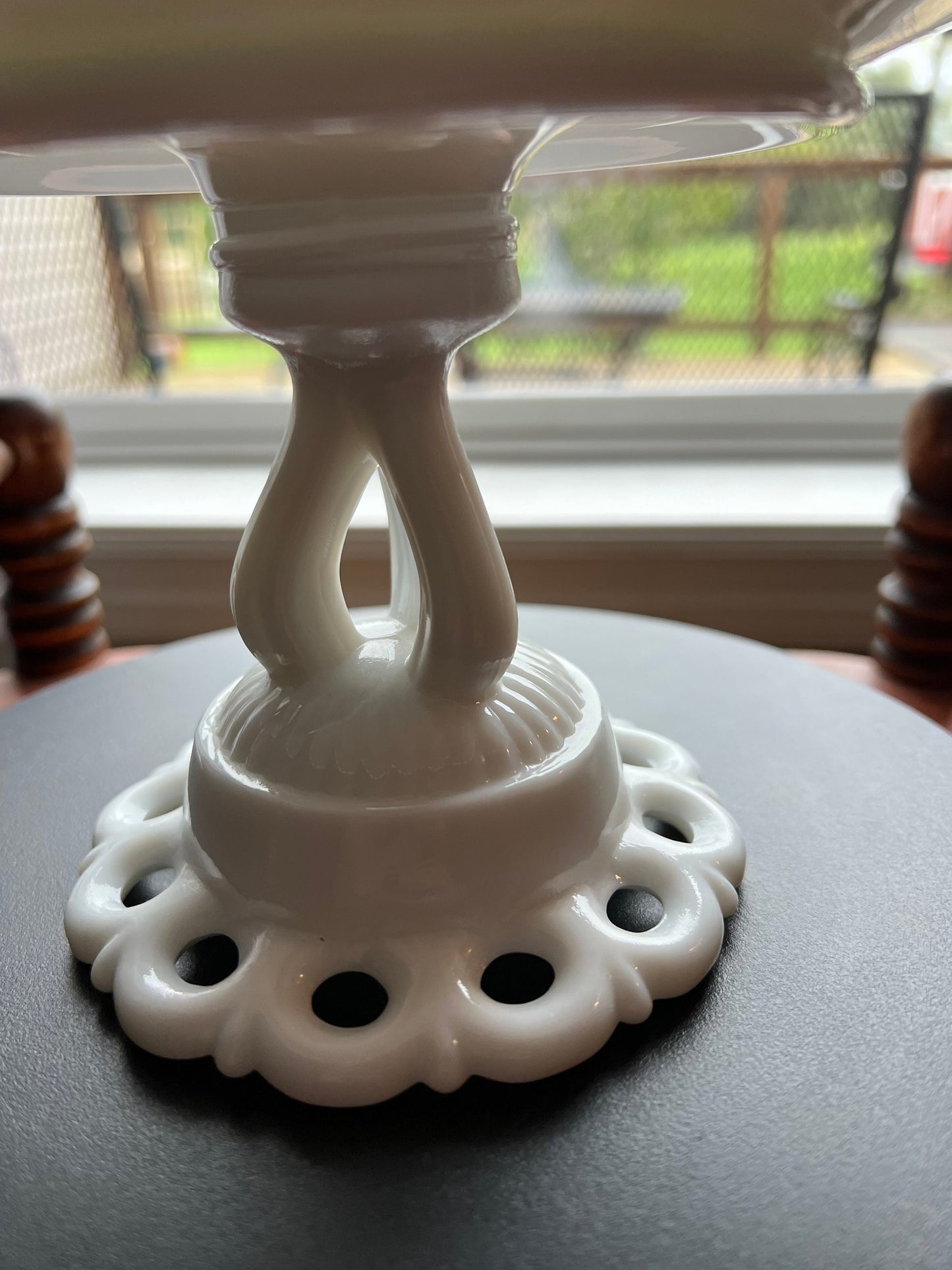 Vintage Westmoreland White Milk Glass Doric Lace Compote Pedestal